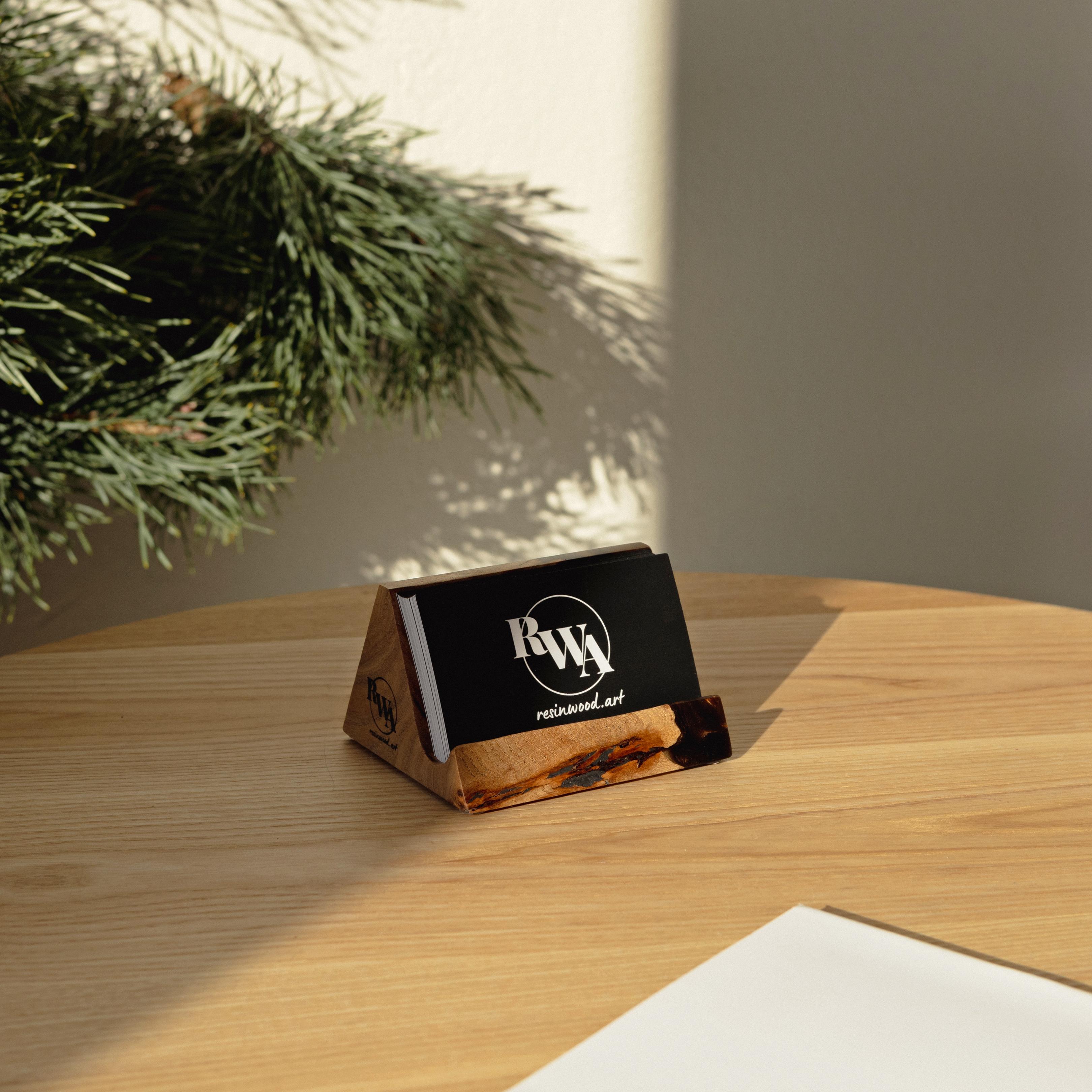 Wood & Resin Card Holder BASIC – Elm Brown