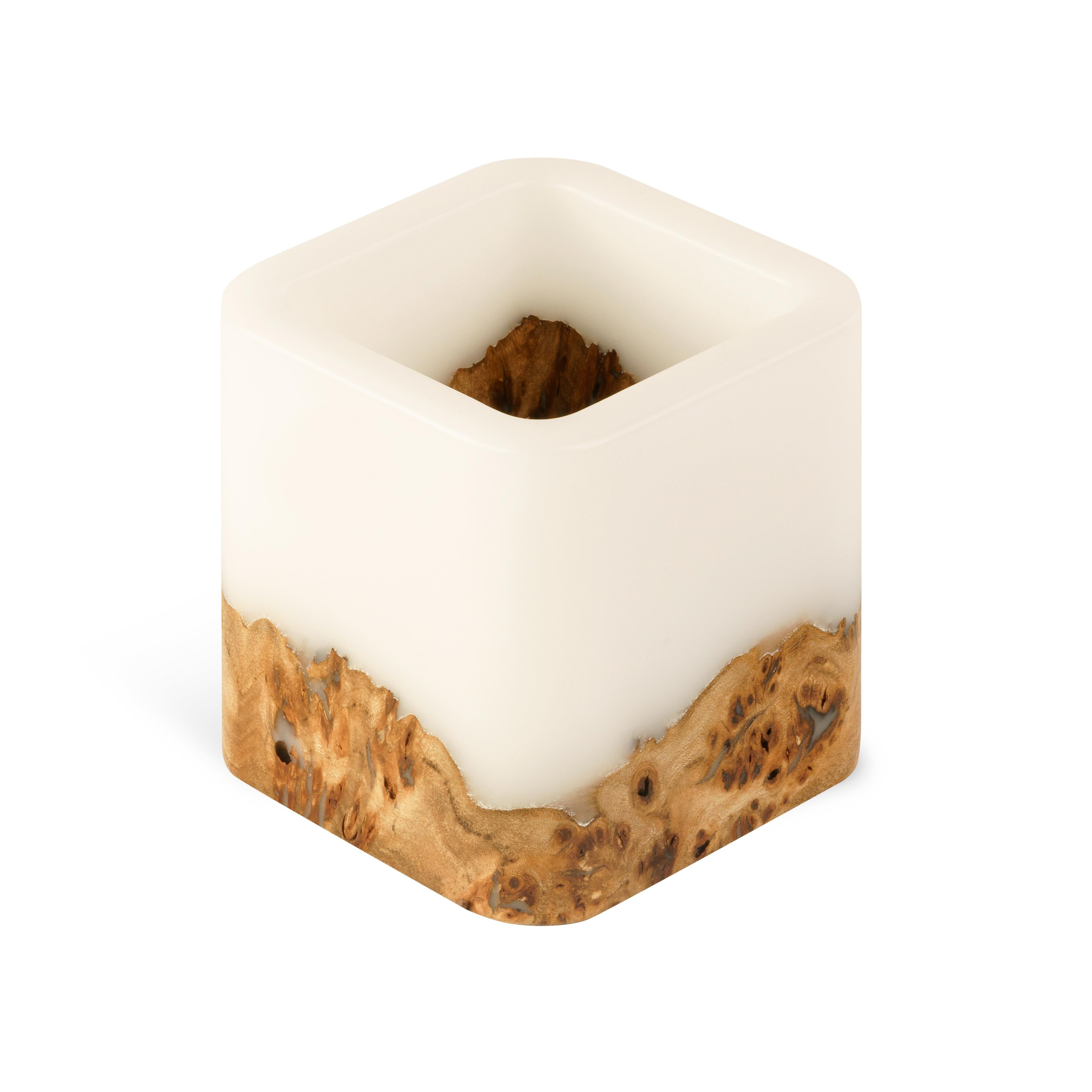 Wood & Resin Pen Holder Cup ELEMENT – Elm White
