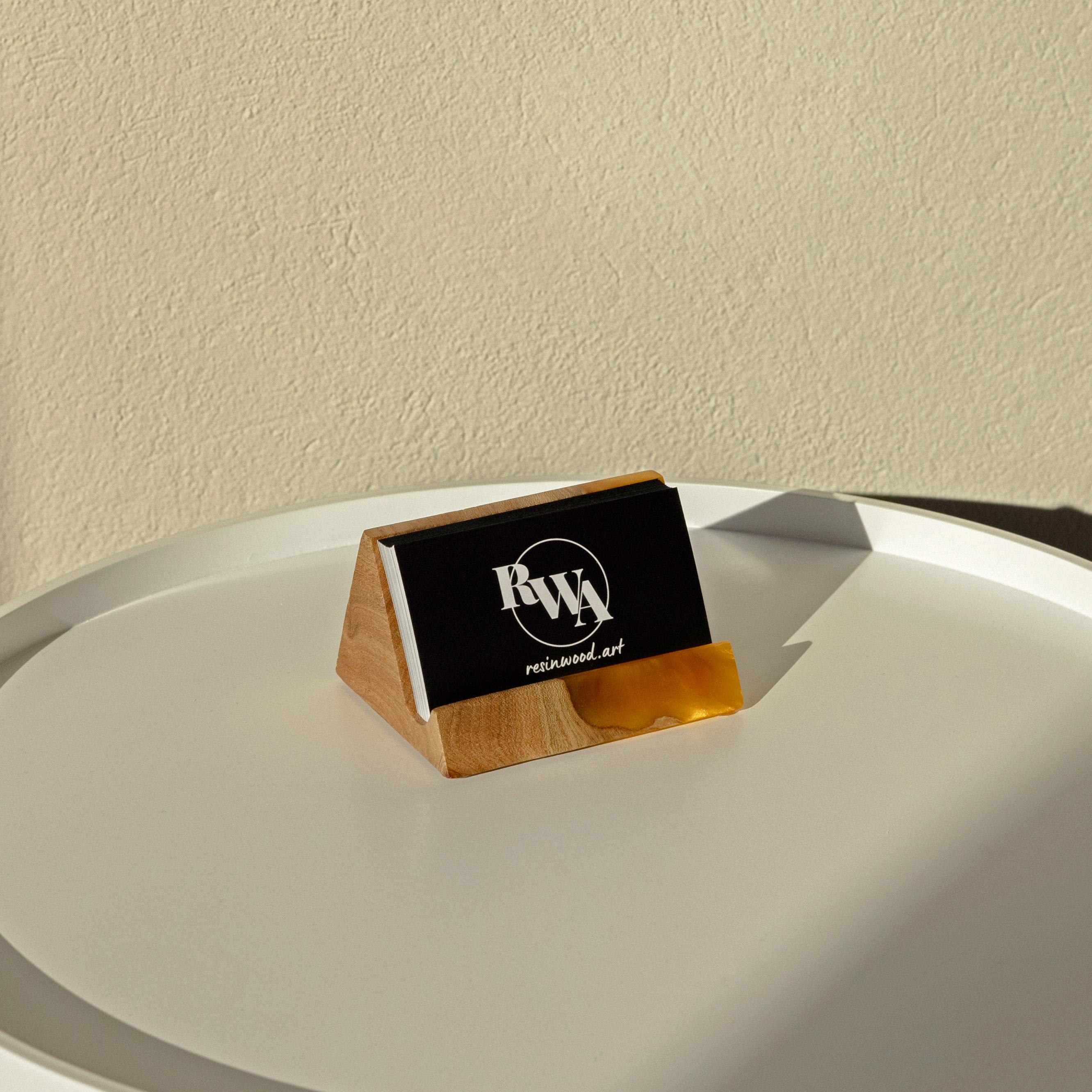 Wood & Resin Card Holder BASIC – Elm Gold