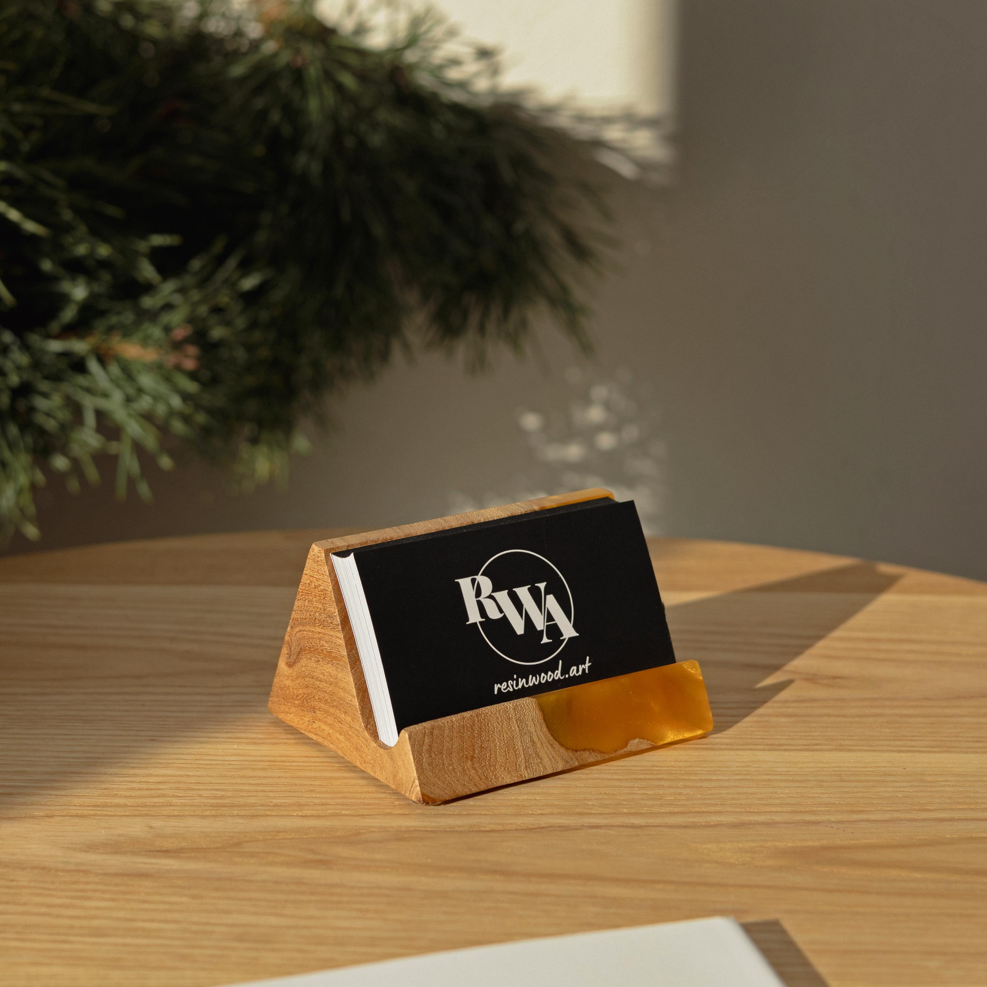 Wood & Resin Card Holder BASIC – Elm Gold