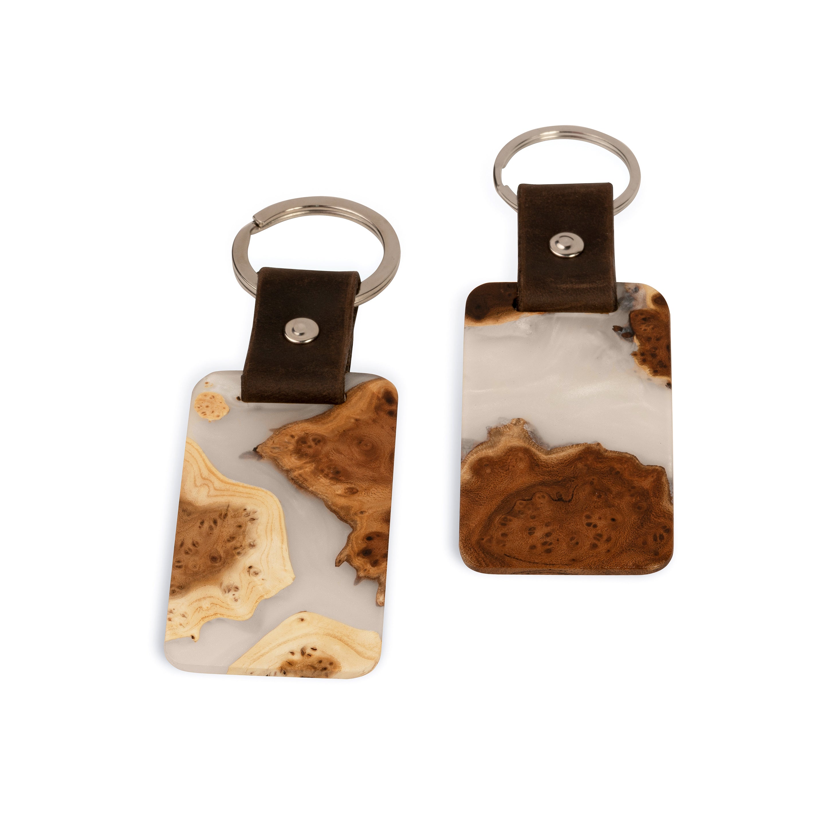 Wood & Resin Keychain – Olive Platinum