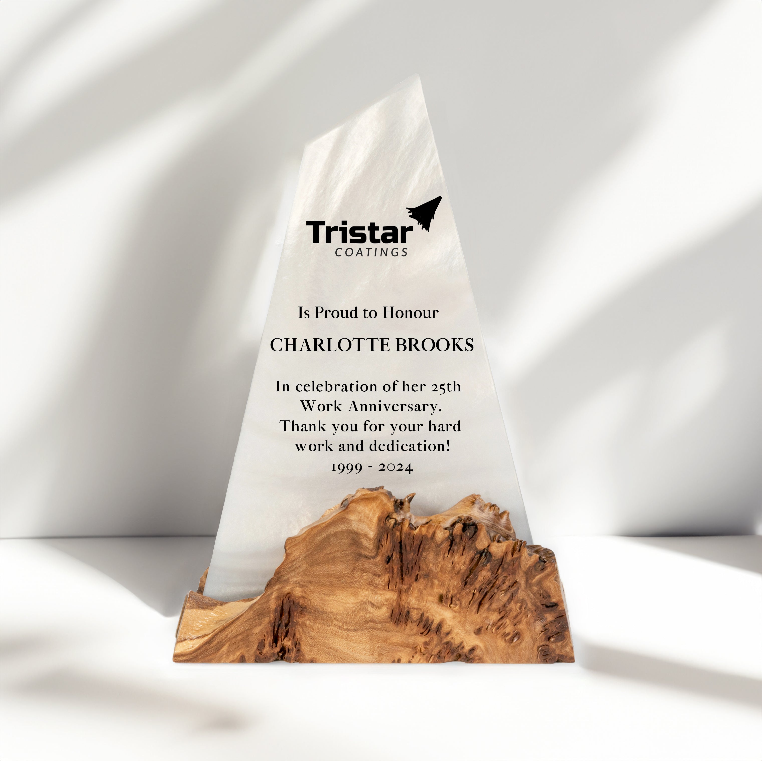 Platinum Epoxy & Dark Wood Award Plaque