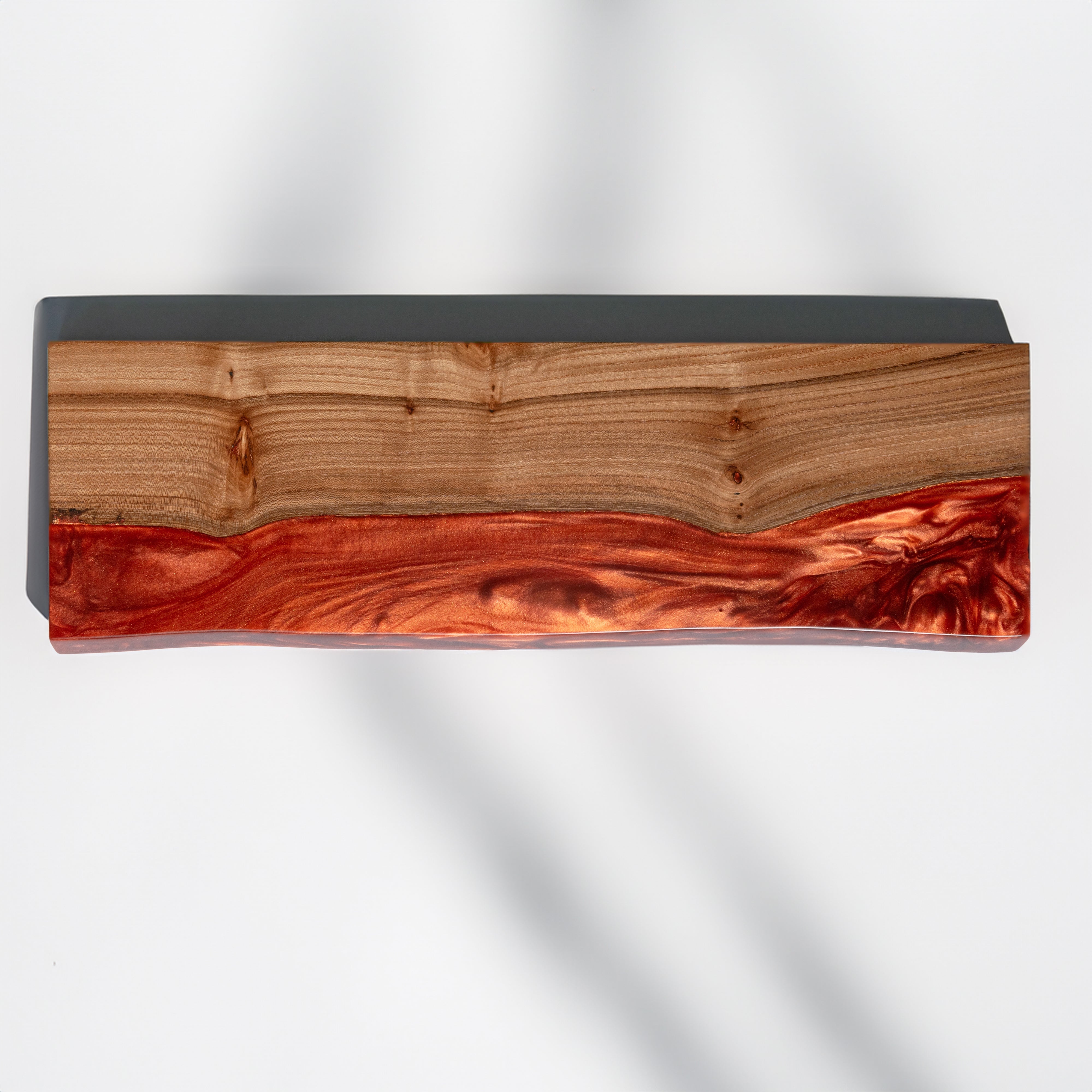 Amber Epoxy & Dark Wood Floating Shelf