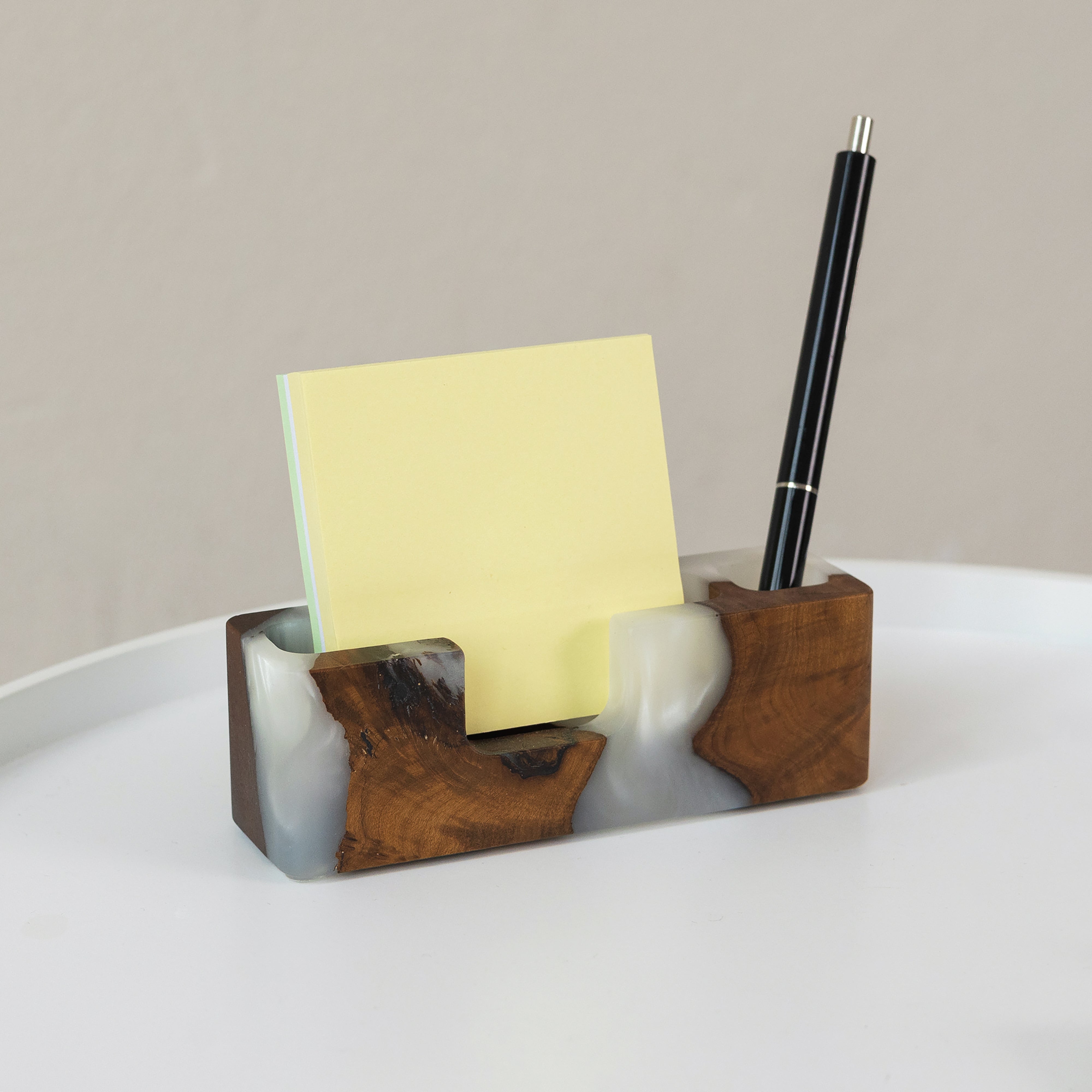 Wood & Resin Desk Organizer SMART – Elm Platinum