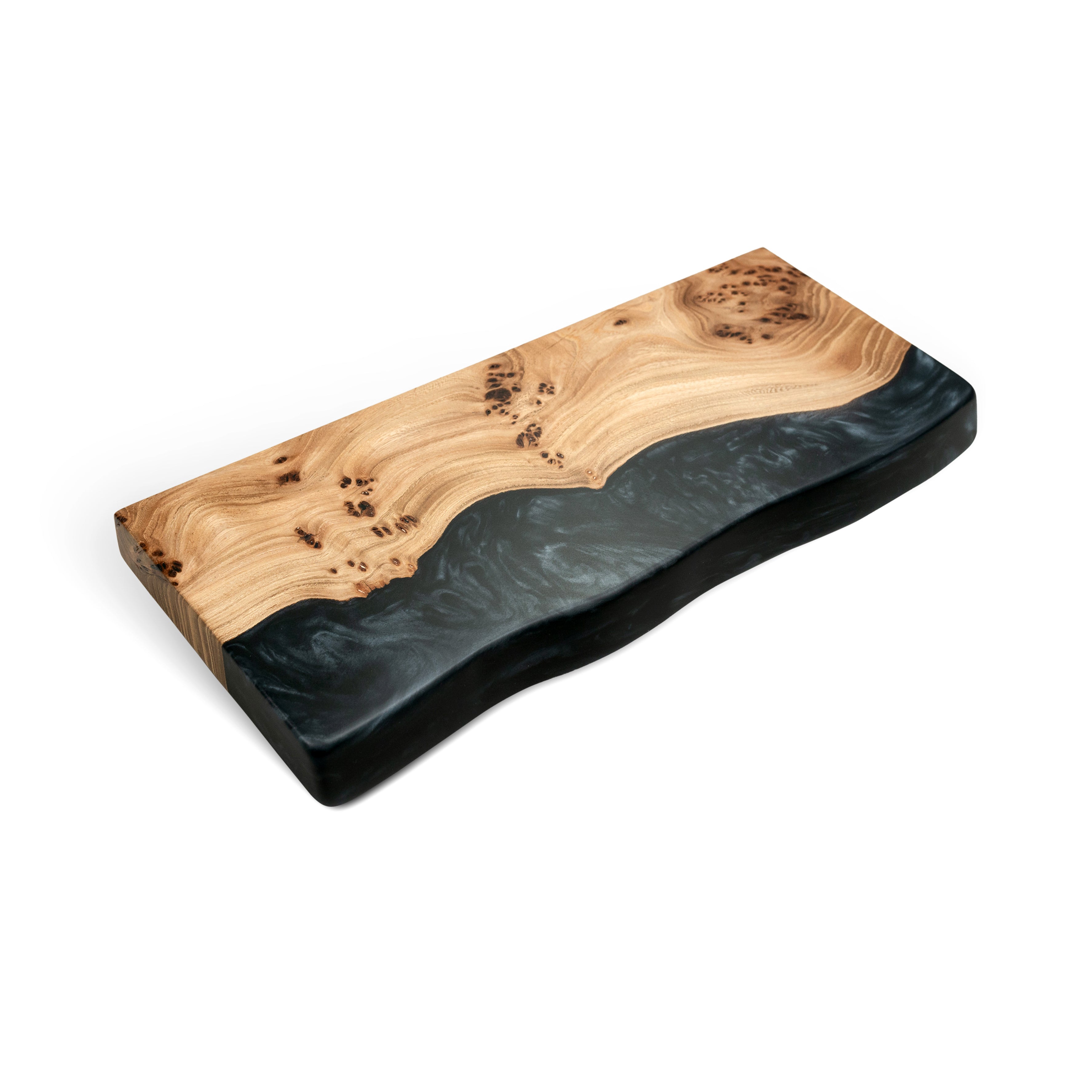 Black Epoxy & Dark Wood Floating Shelf
