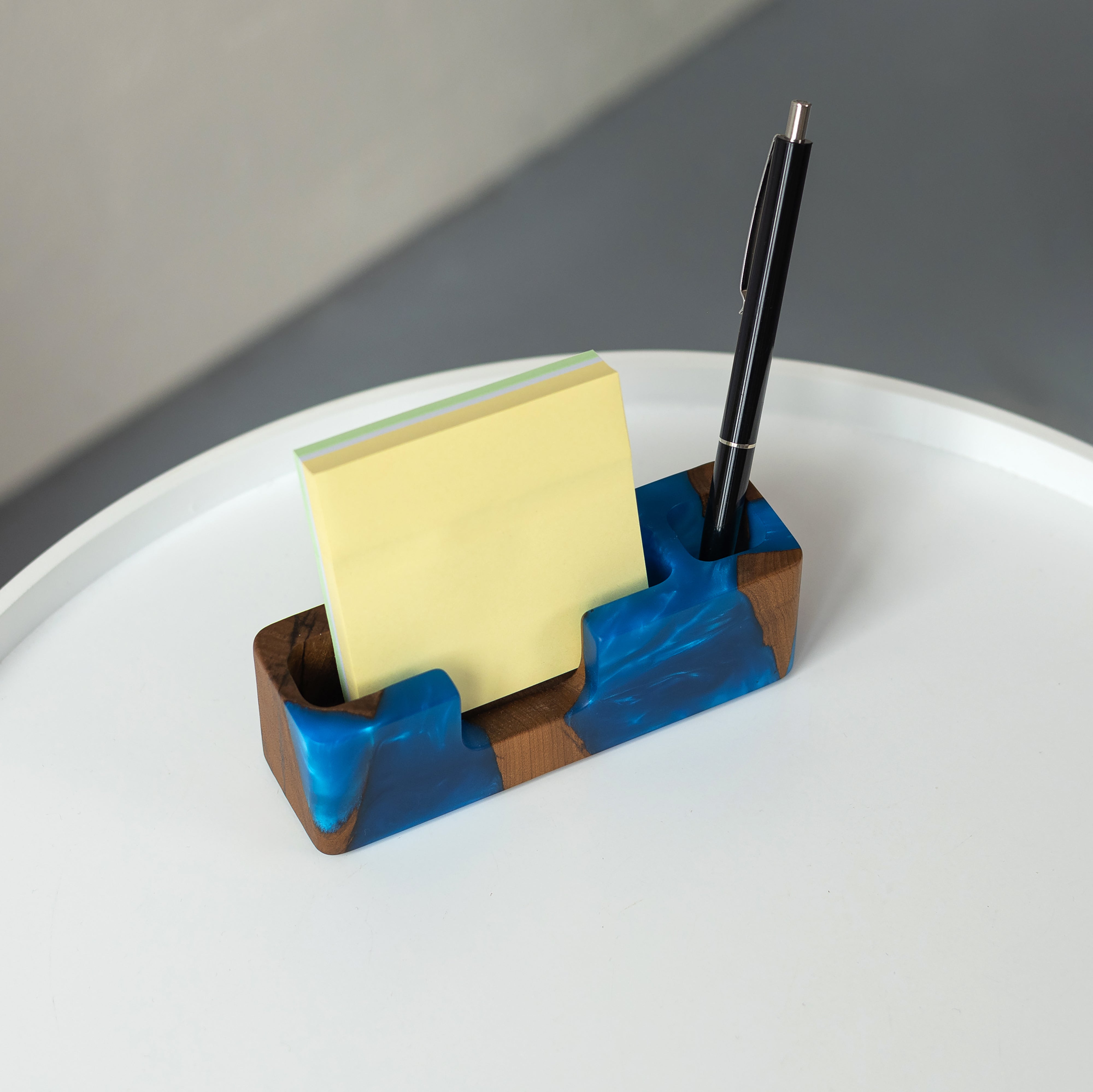 Wood & Resin Desk Organizer SMART – Elm Blue Pearl