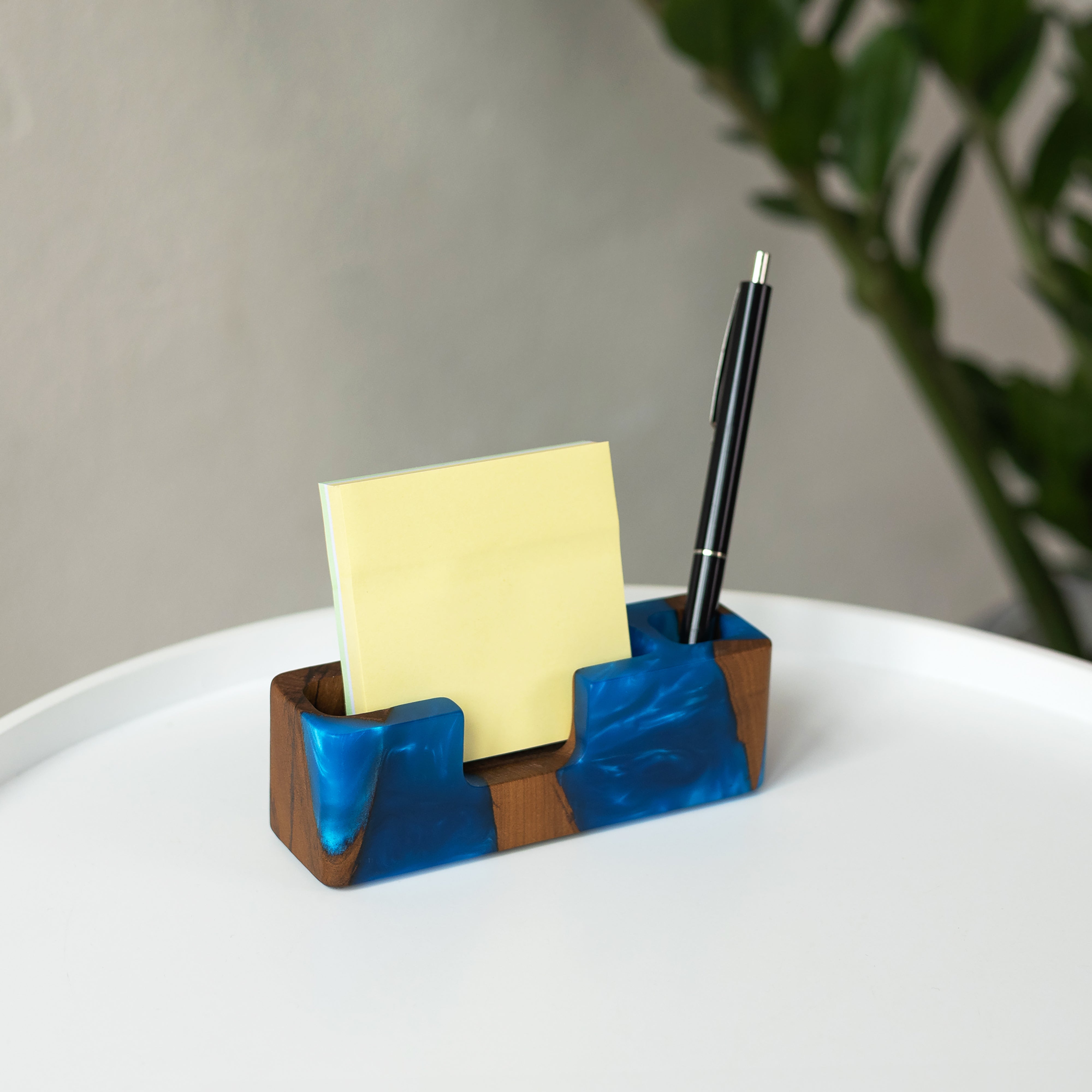 Wood & Resin Desk Organizer SMART – Elm Blue Pearl