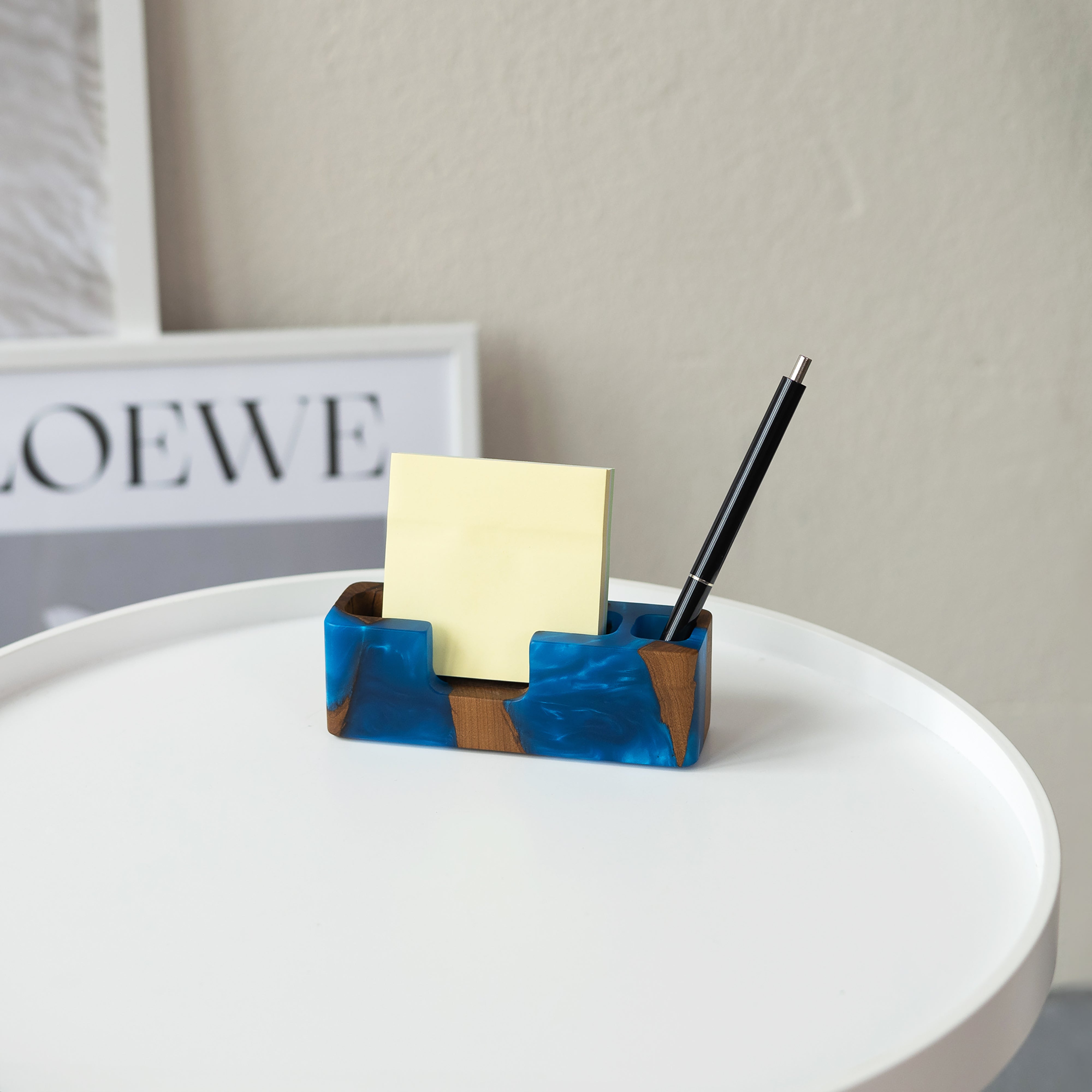Wood & Resin Desk Organizer SMART – Elm Blue Pearl