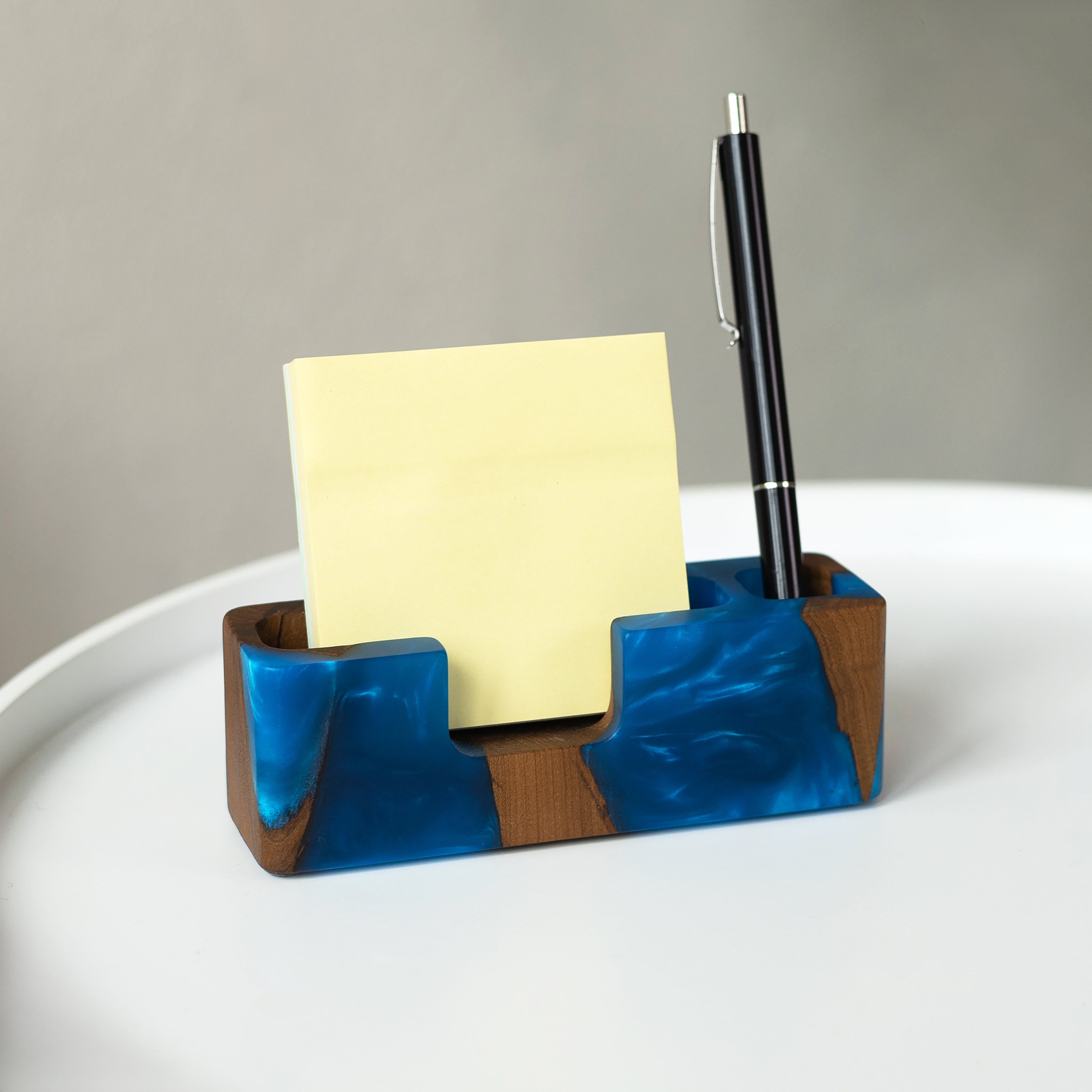 Wood & Resin Desk Organizer SMART – Elm Blue Pearl
