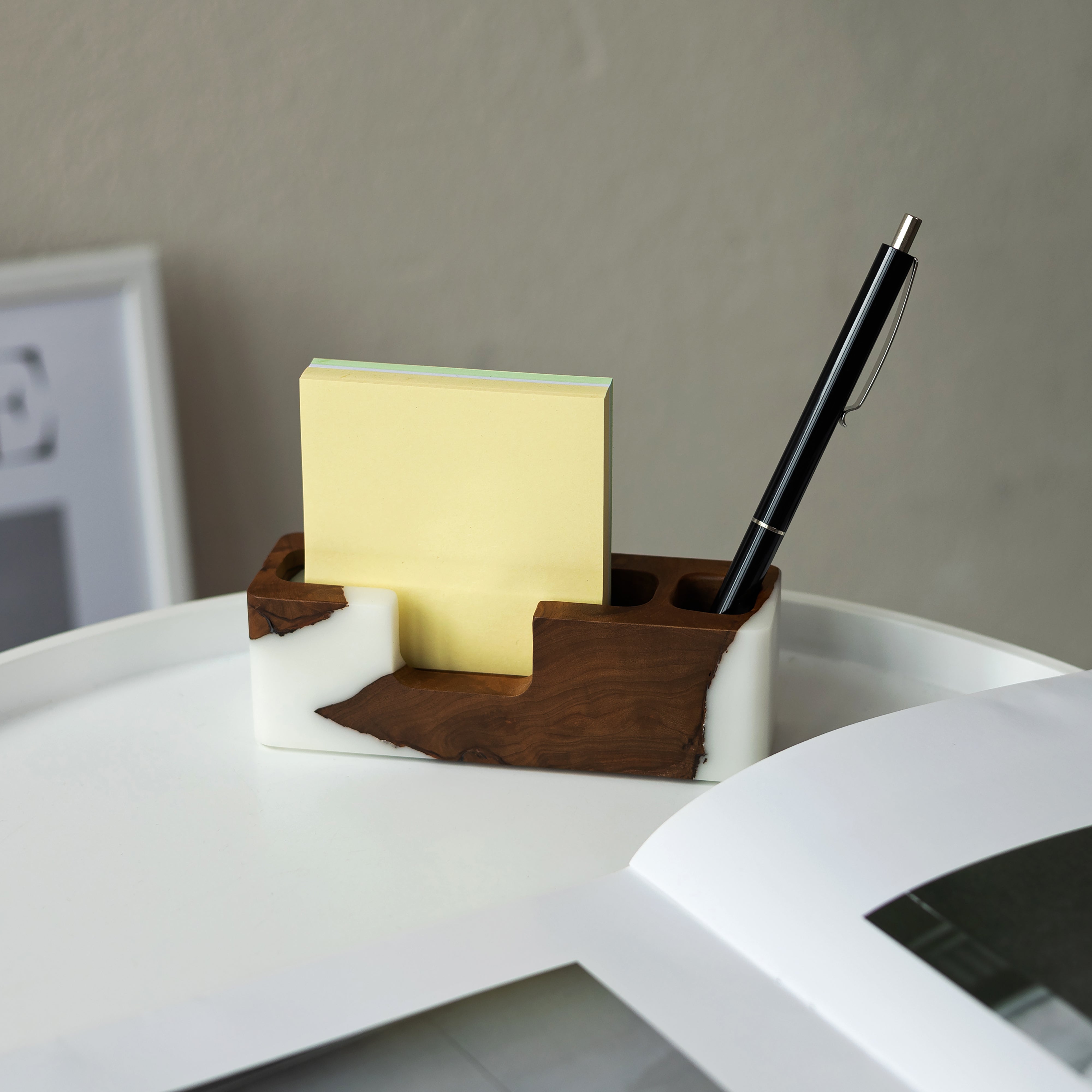 Wood & Resin Desk Organizer SMART – Elm White