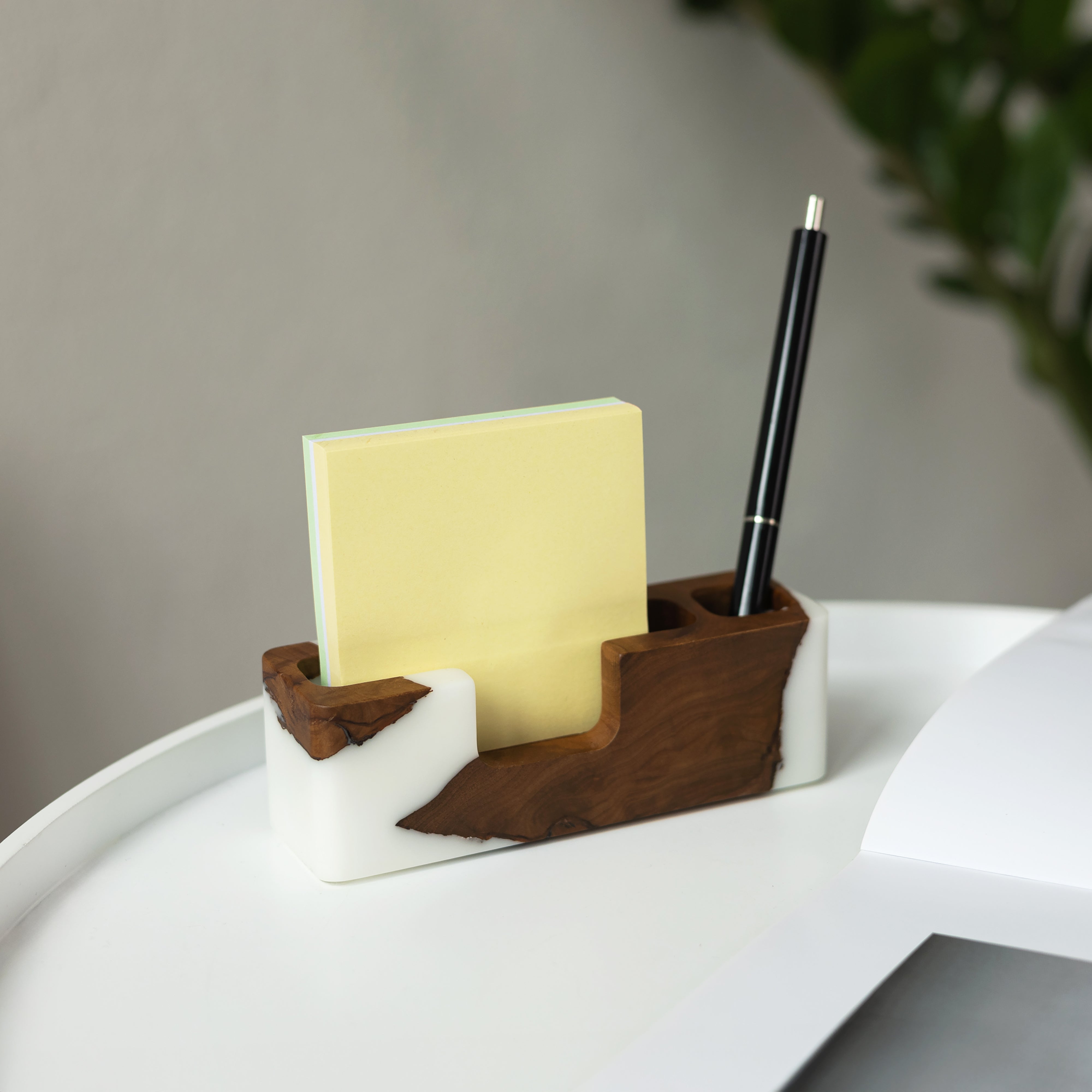 Wood & Resin Desk Organizer SMART – Elm White