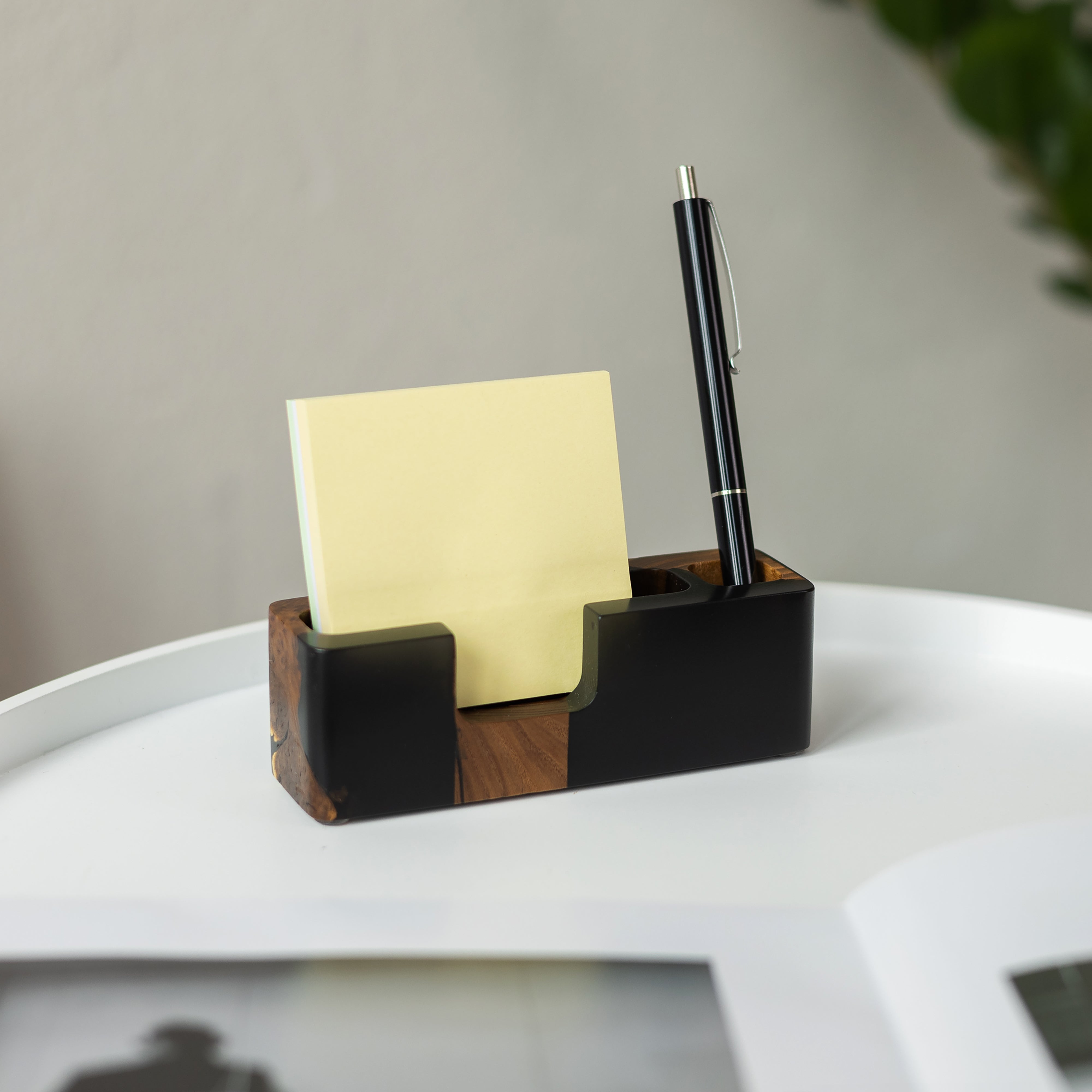 Wood & Resin Desk Organizer SMART – Elm Black