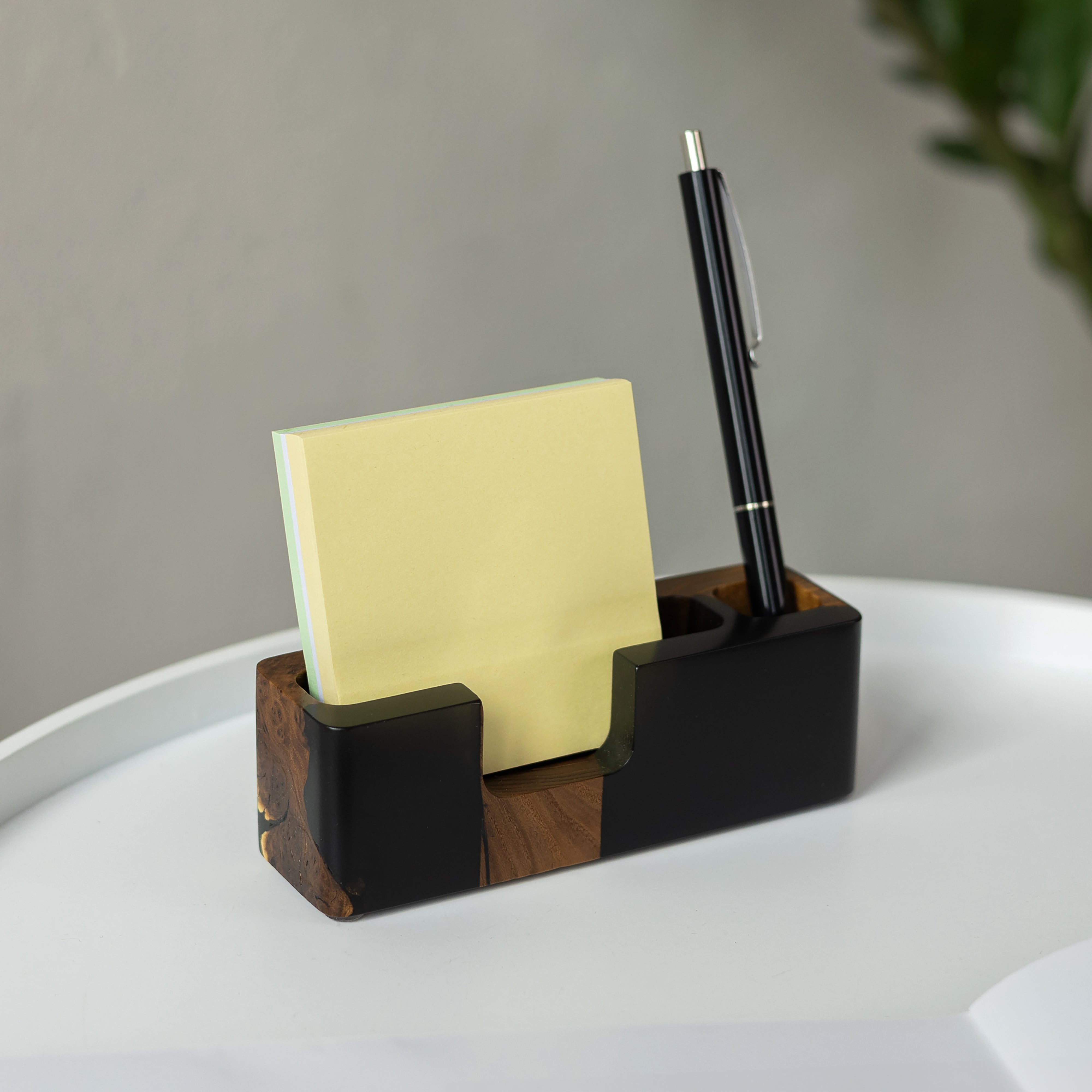 Wood & Resin Desk Organizer SMART – Elm Black