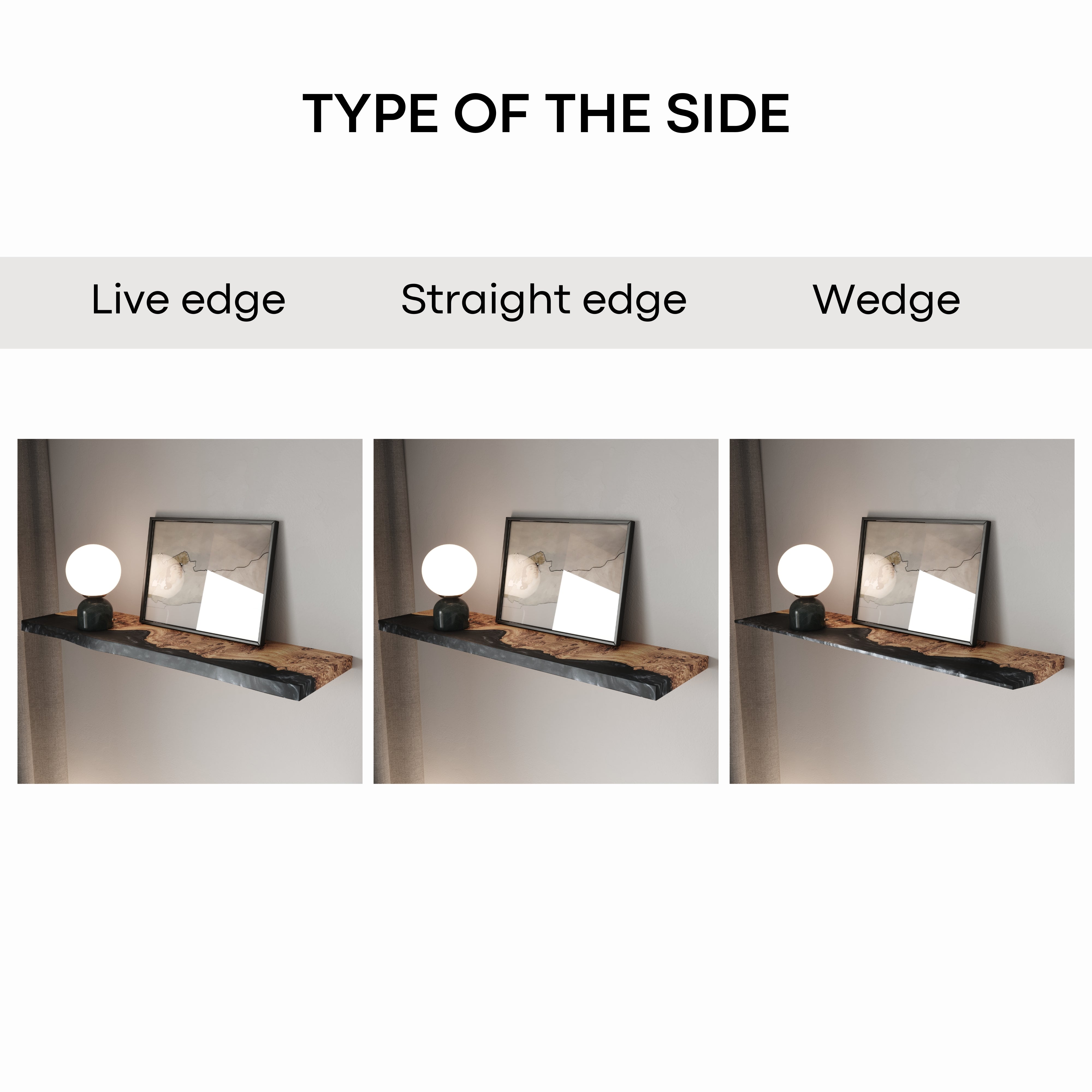 Amber Epoxy & Dark Wood Floating Shelf