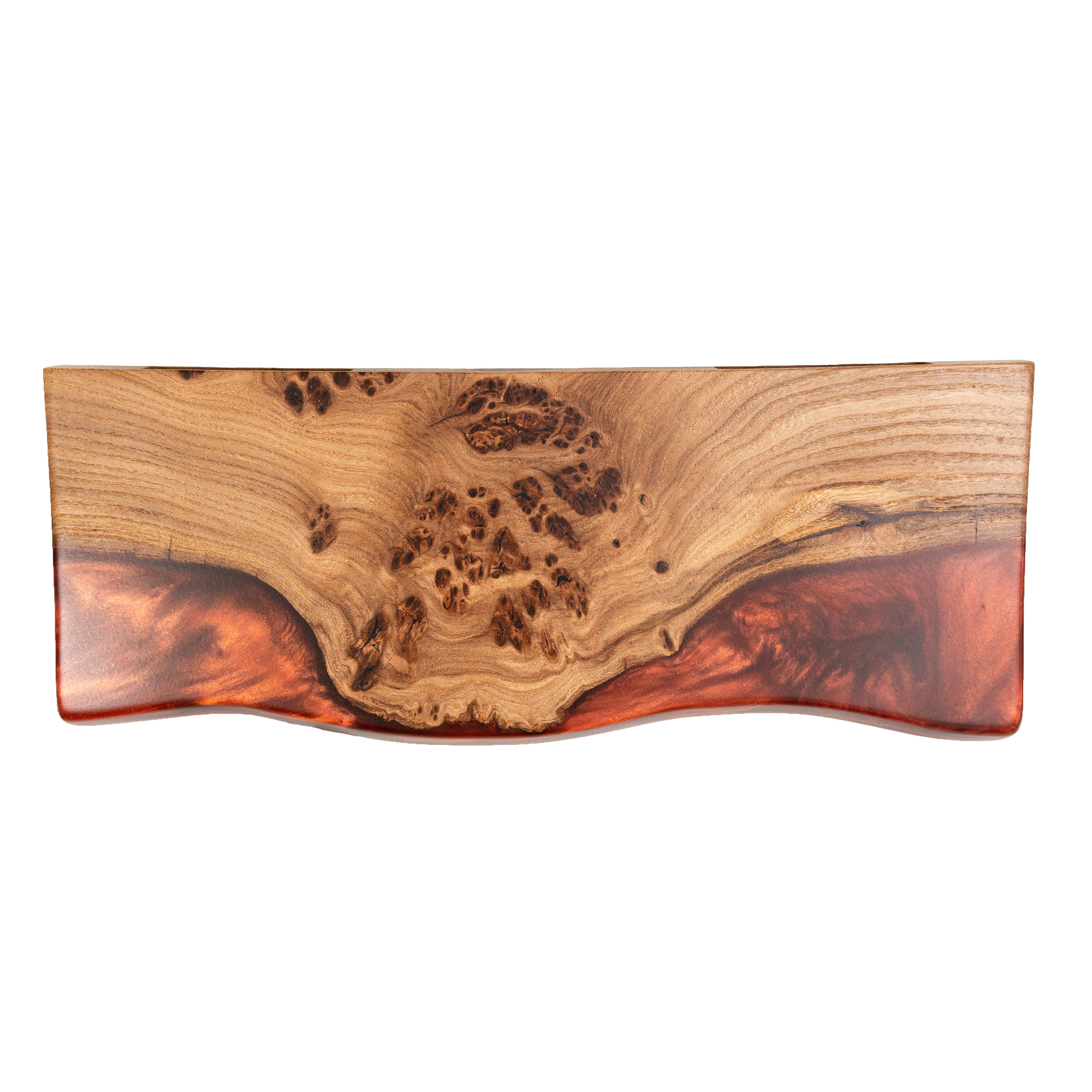 Amber Epoxy & Dark Wood Floating Shelf
