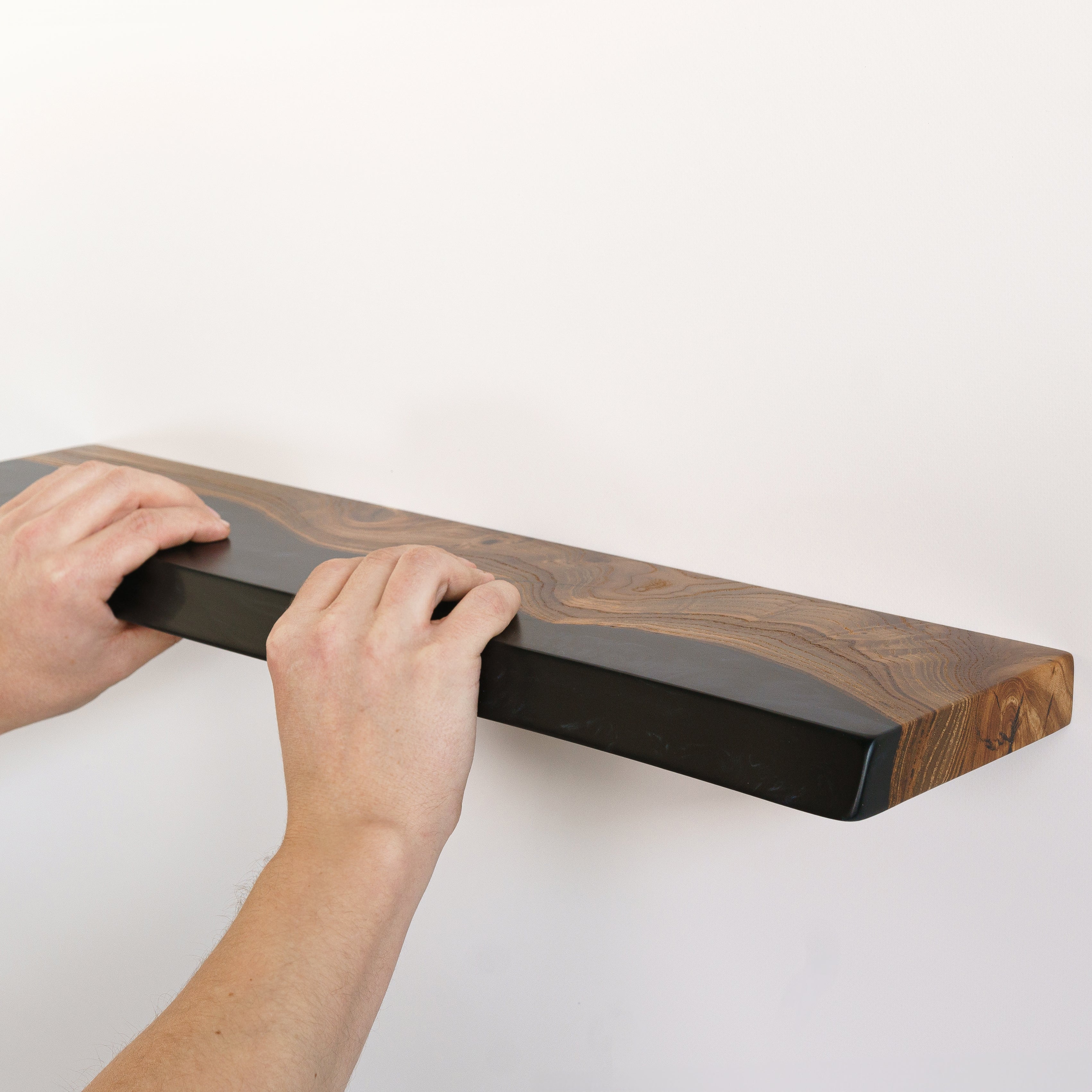 Black Epoxy & Dark Wood Floating Shelf