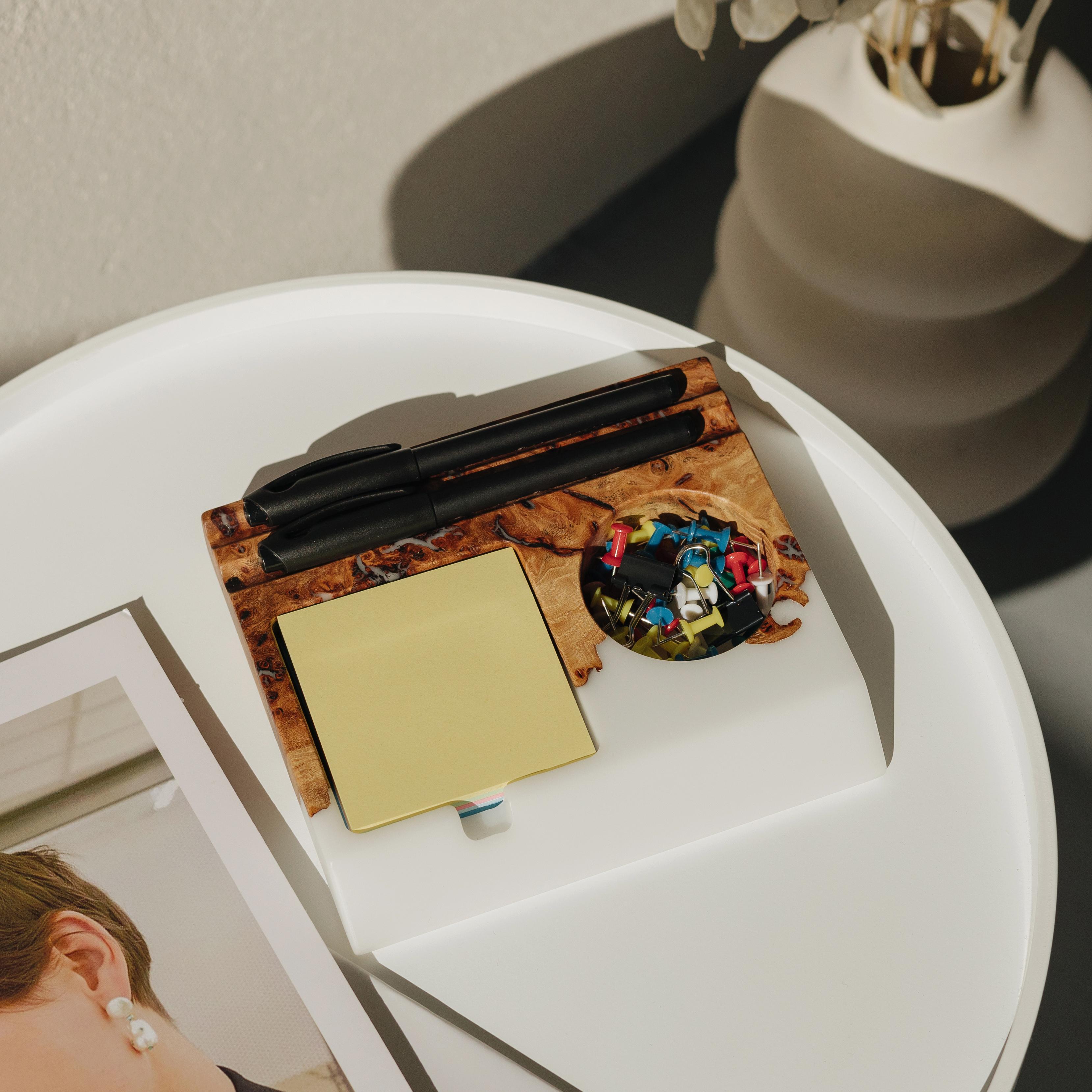 Wood & Resin Desk Organizer BASIC – Elm White