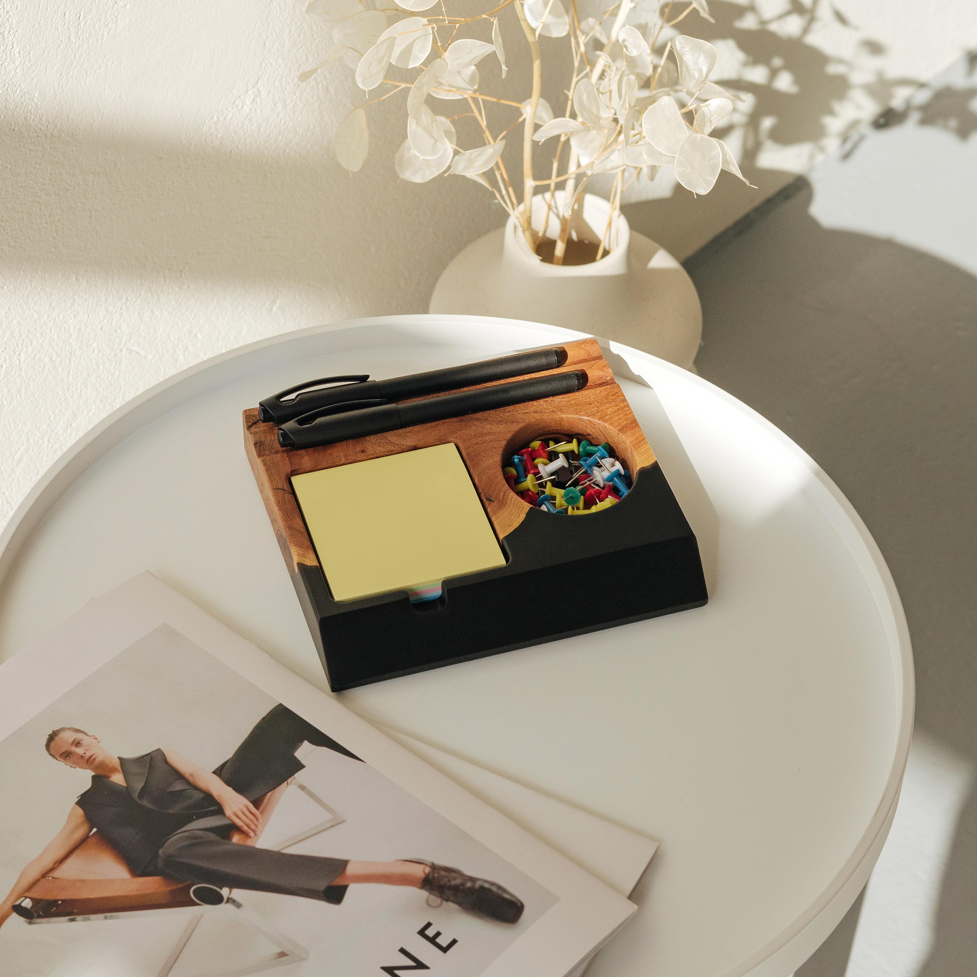 Wood & Resin Desk Organizer BASIC – Elm Black