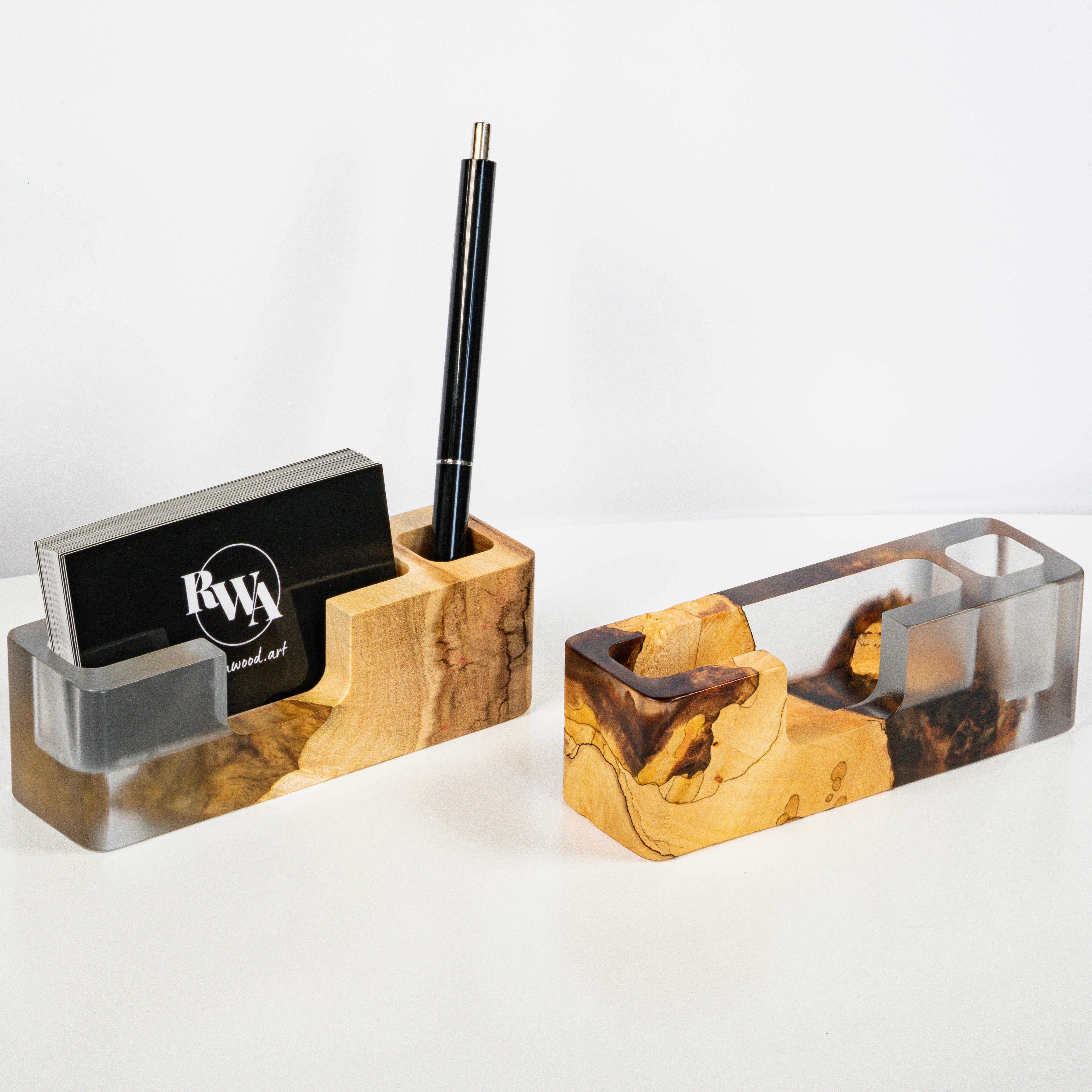 Wood & Resin Desk Organizer SMART – Maple Breeze