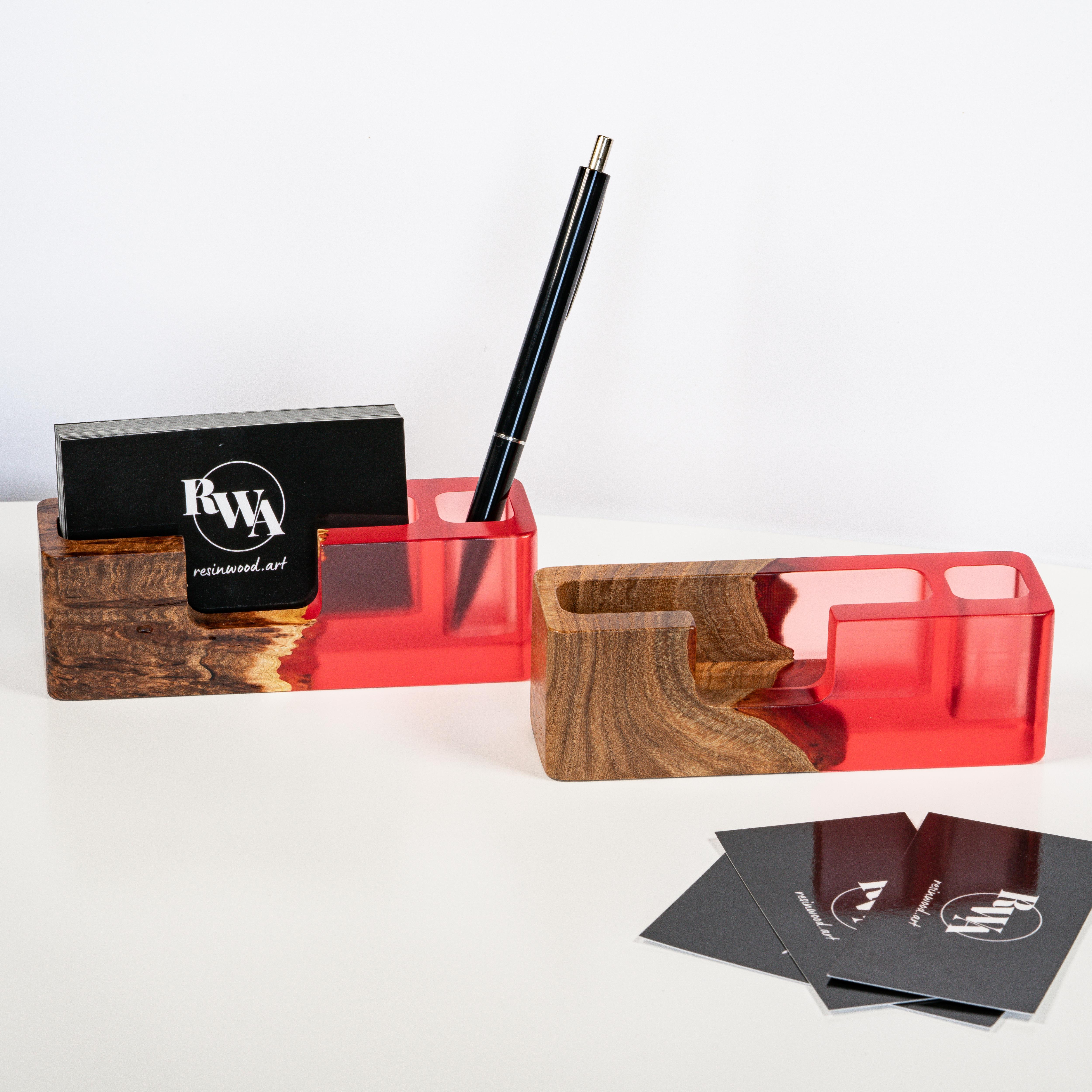 Wood & Resin Desk Organizer SMART – Elm Ruby