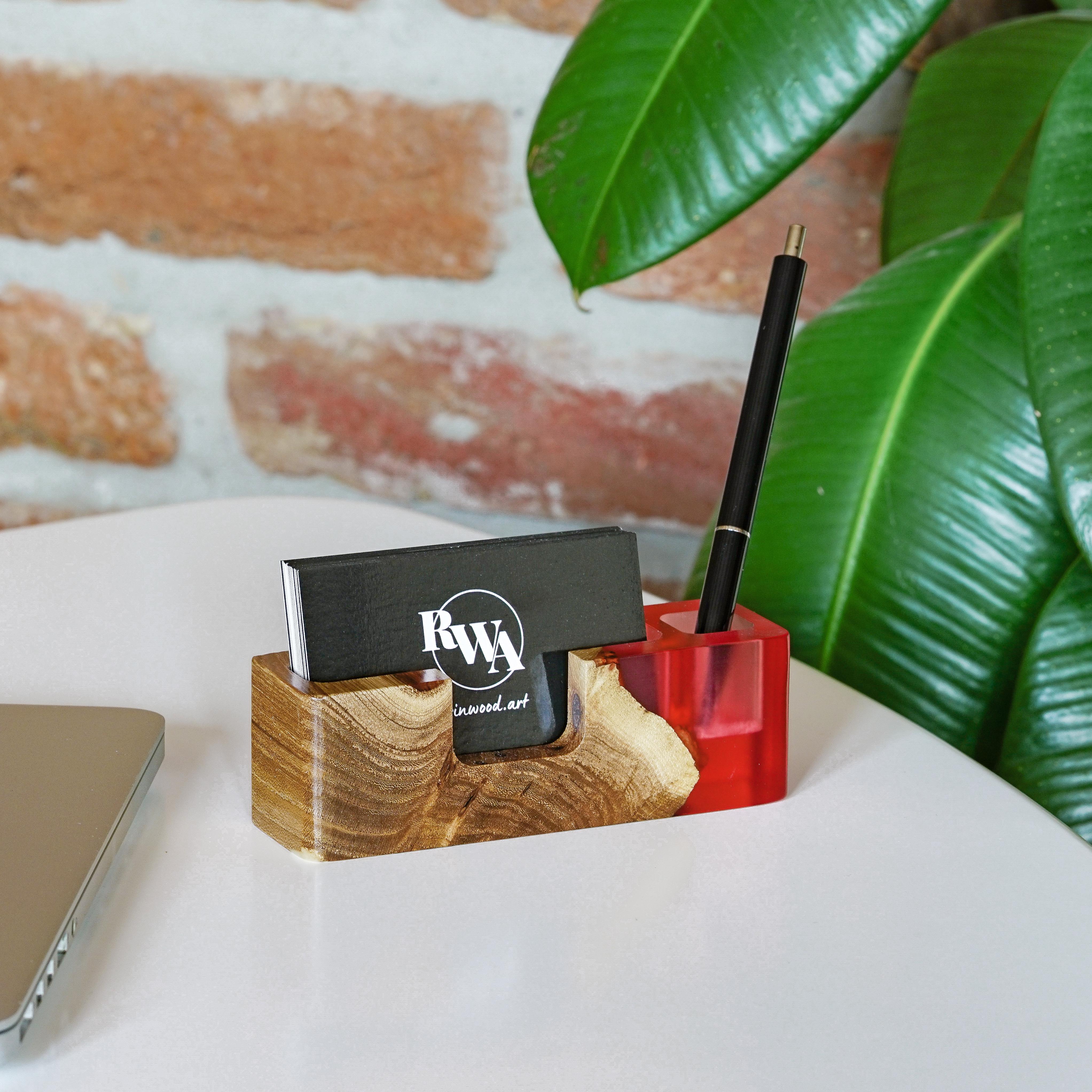 Wood & Resin Desk Organizer SMART – Elm Ruby