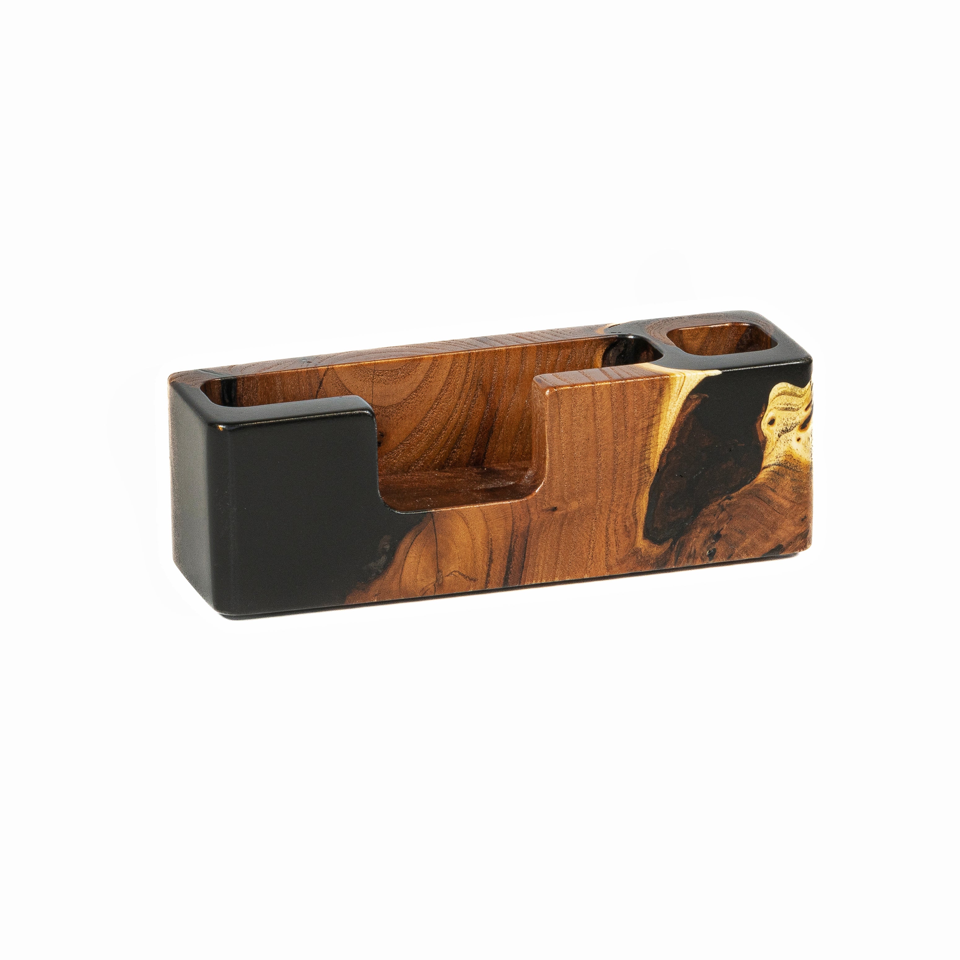 Wood & Resin Desk Organizer SMART – Elm Black