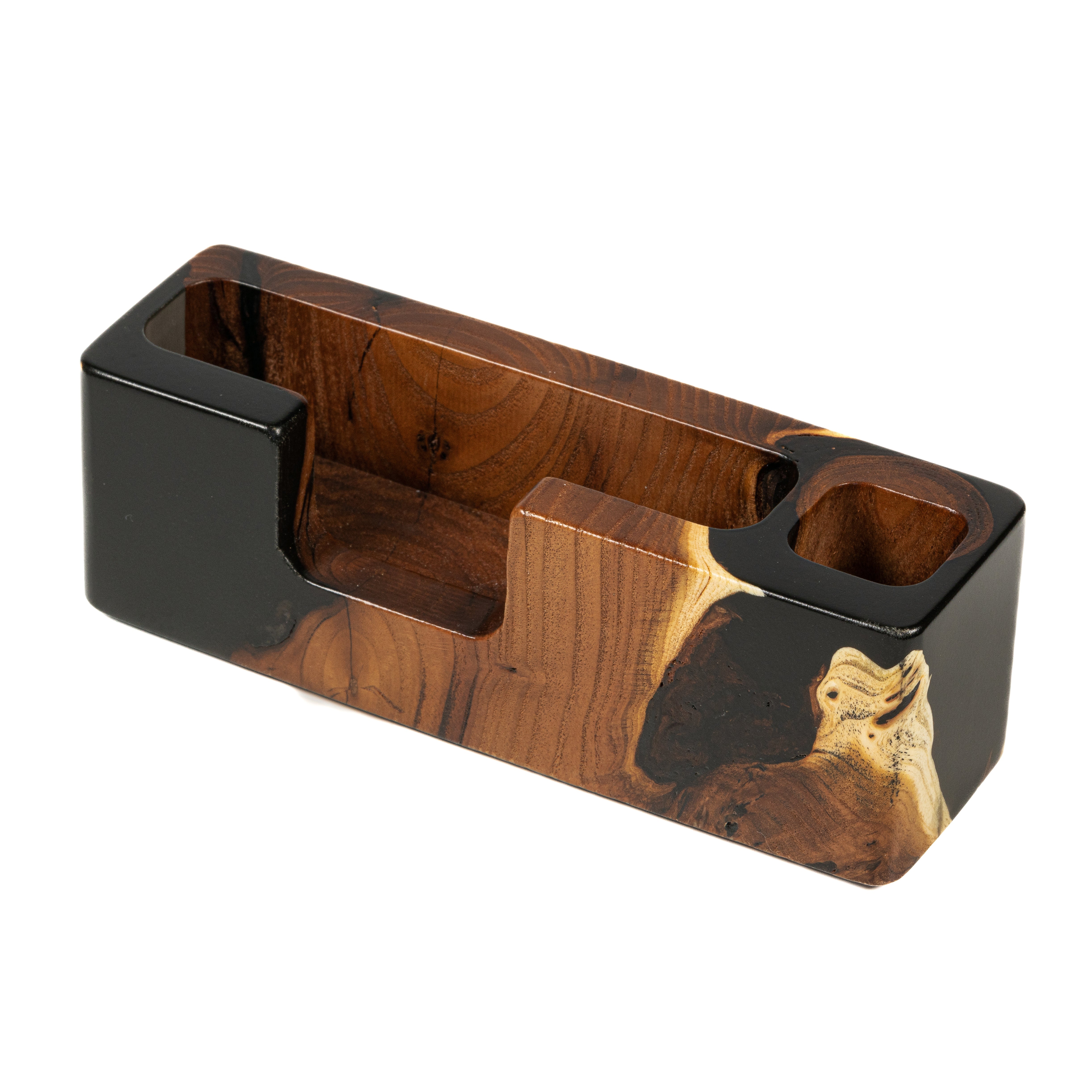 Wood & Resin Desk Organizer SMART – Elm Black