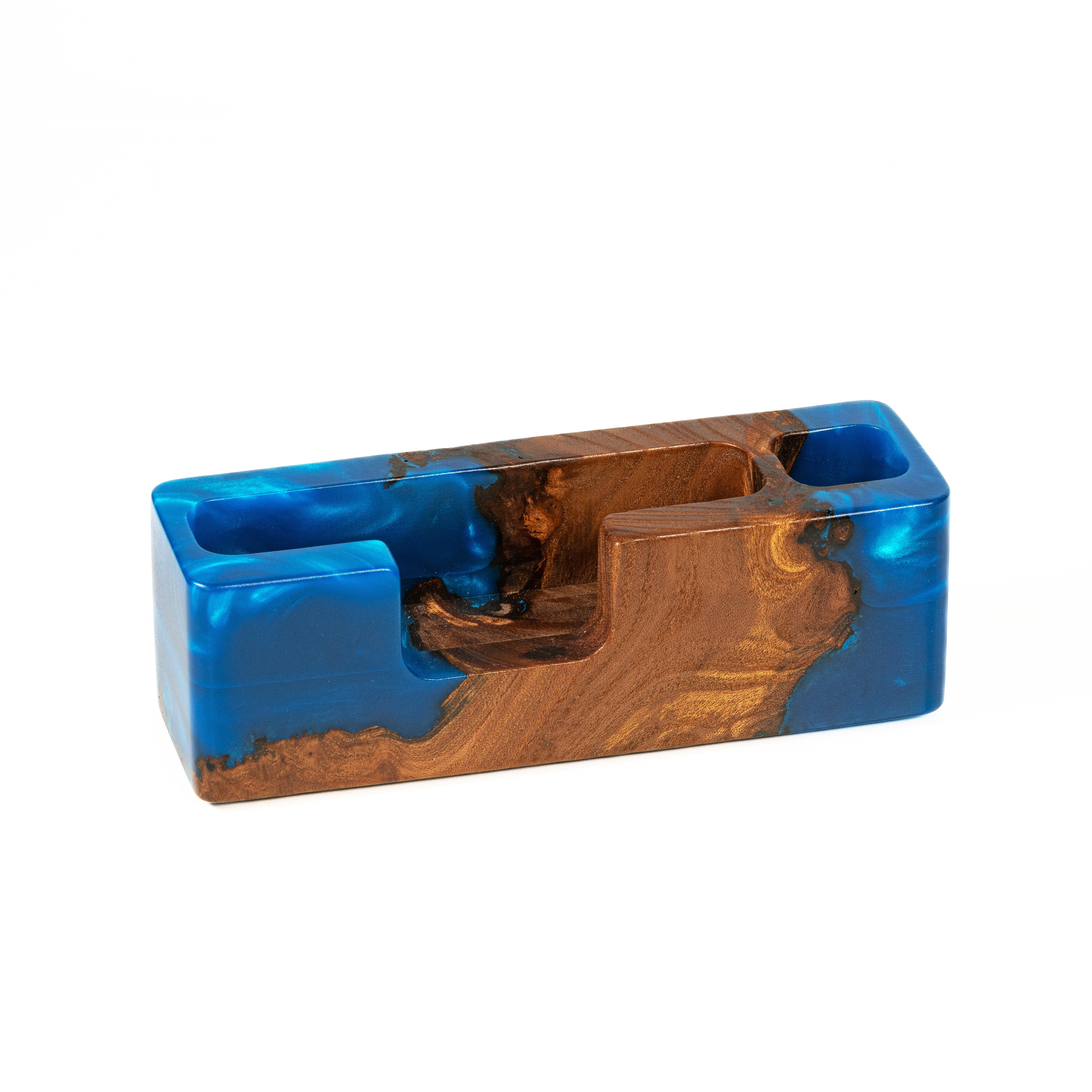 Wood & Resin Desk Organizer SMART – Elm Blue Pearl