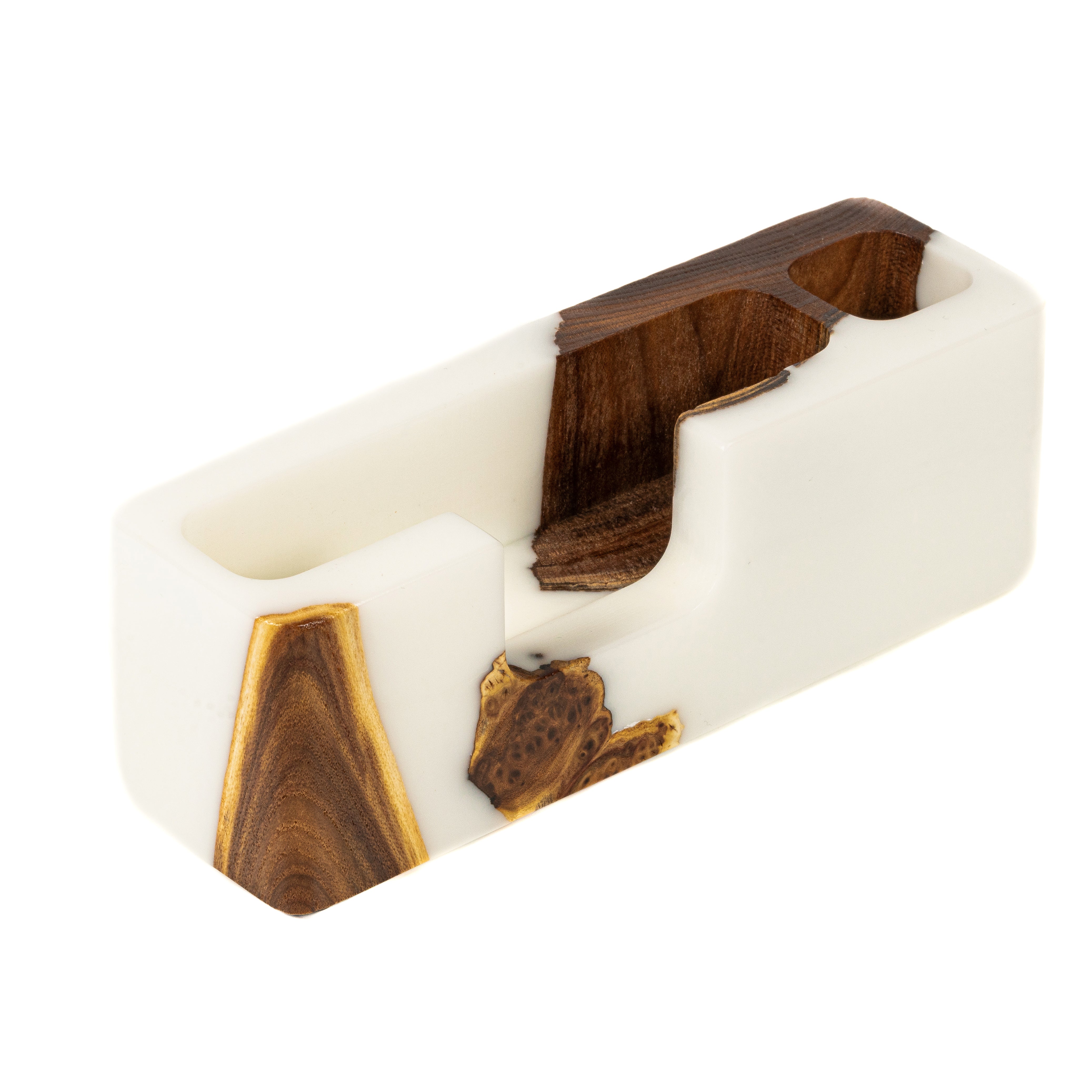 Wood & Resin Desk Organizer SMART – Elm White