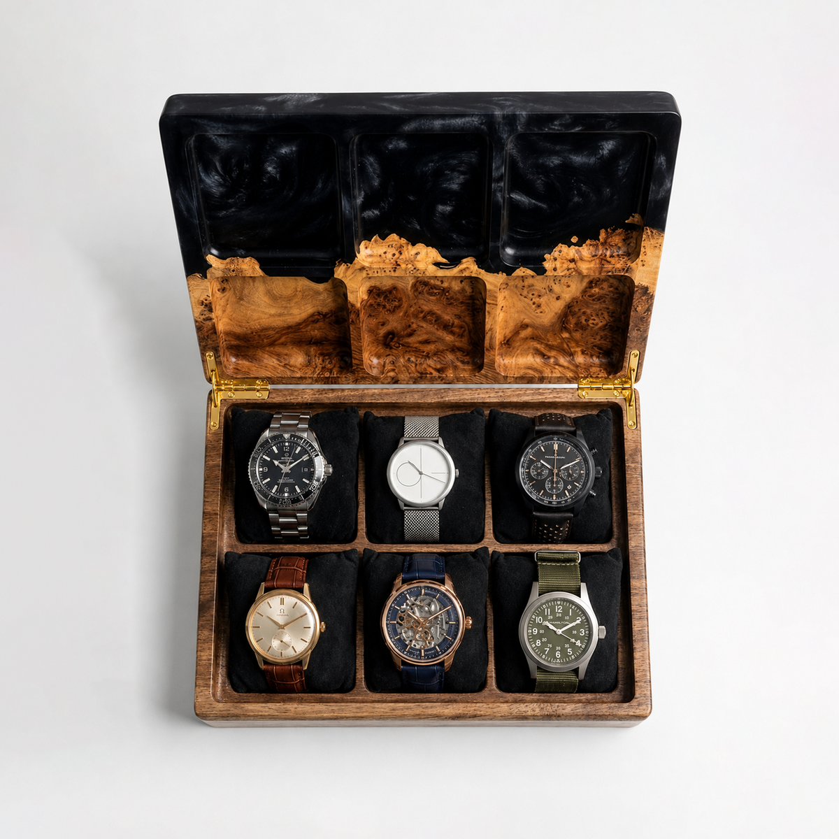 Black Epoxy & Solid Wood Watch Box - TEMPO