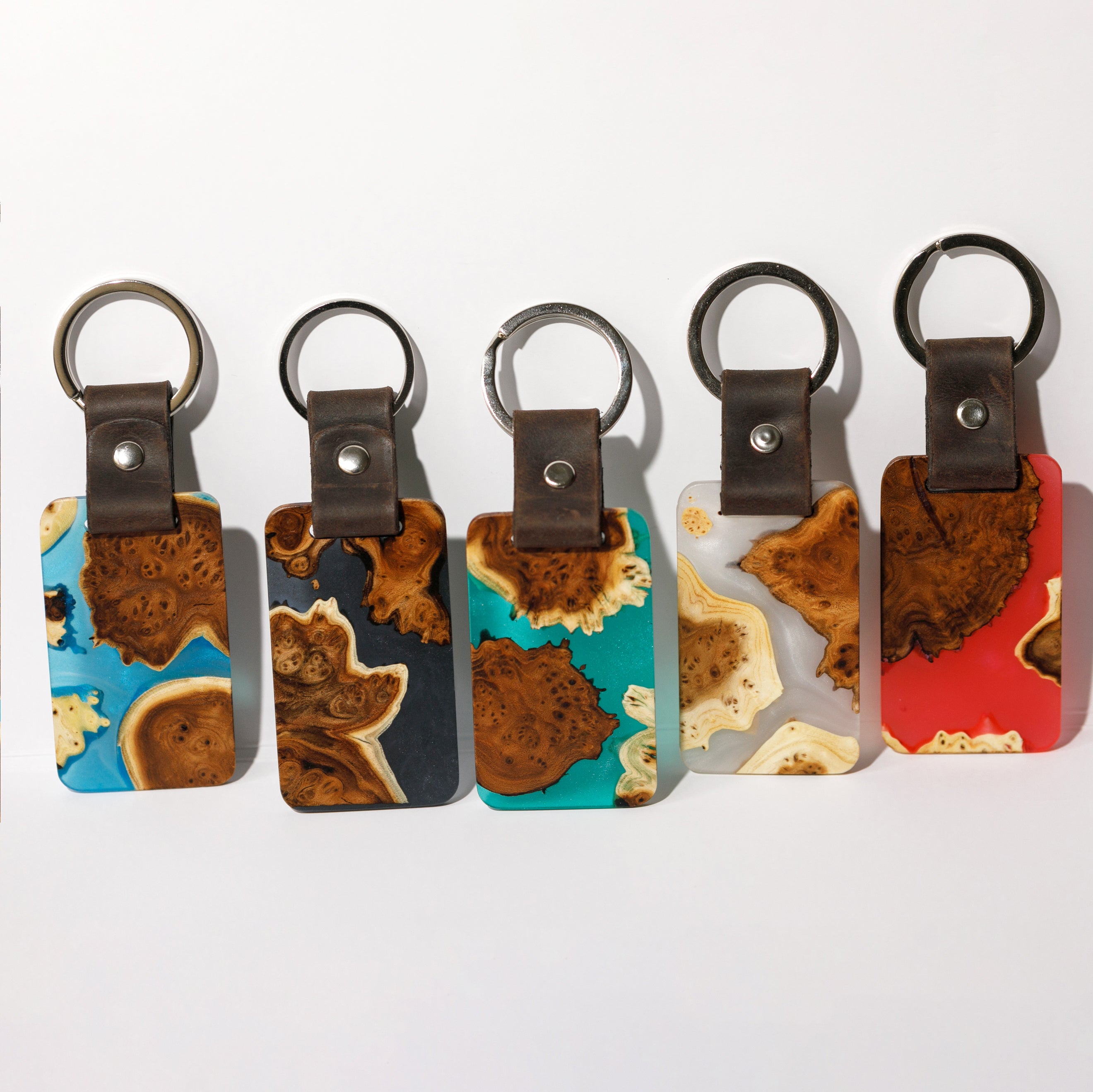 Wood & Resin Keychain – Olive Green