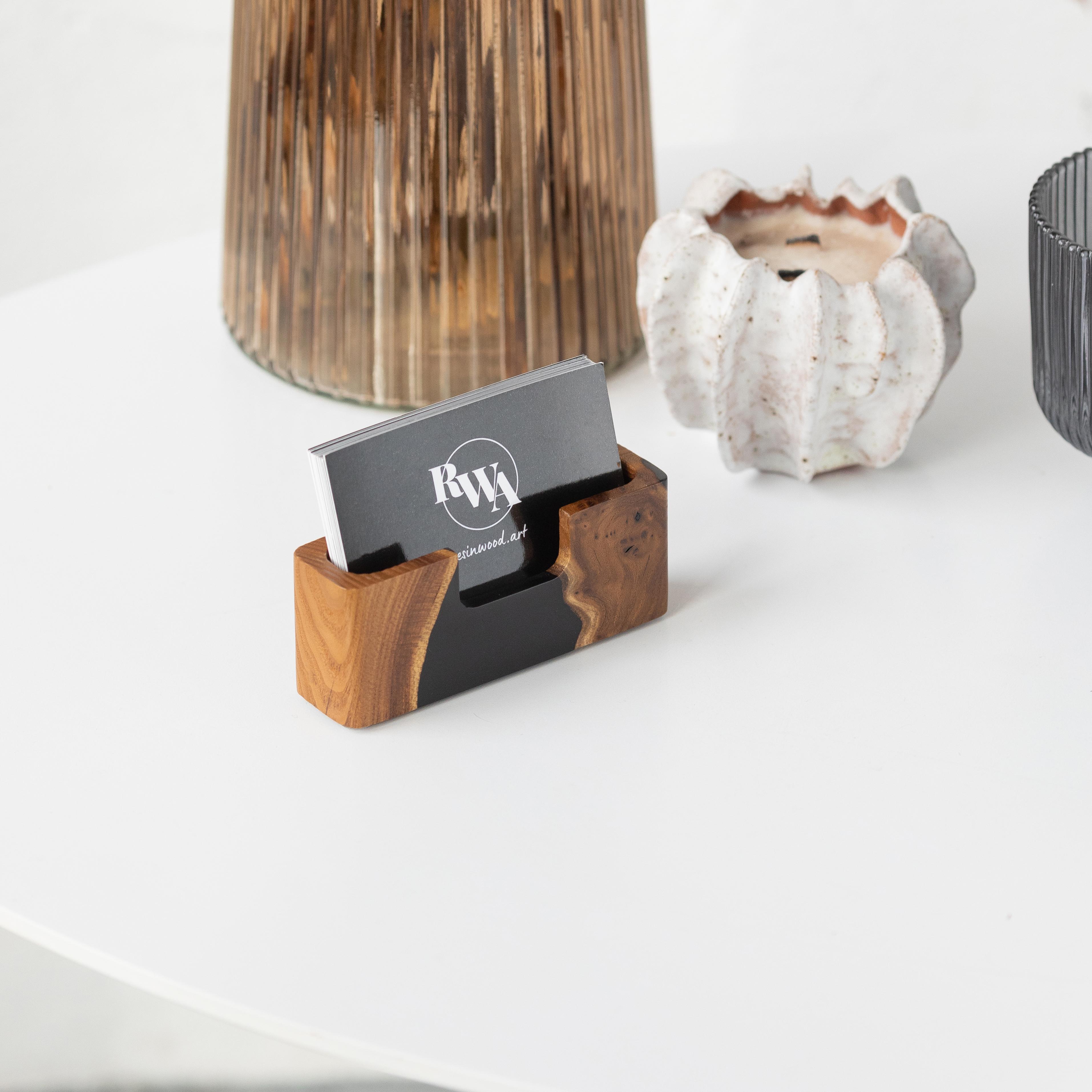 Wood & Resin Card Holder SMART – Elm Black