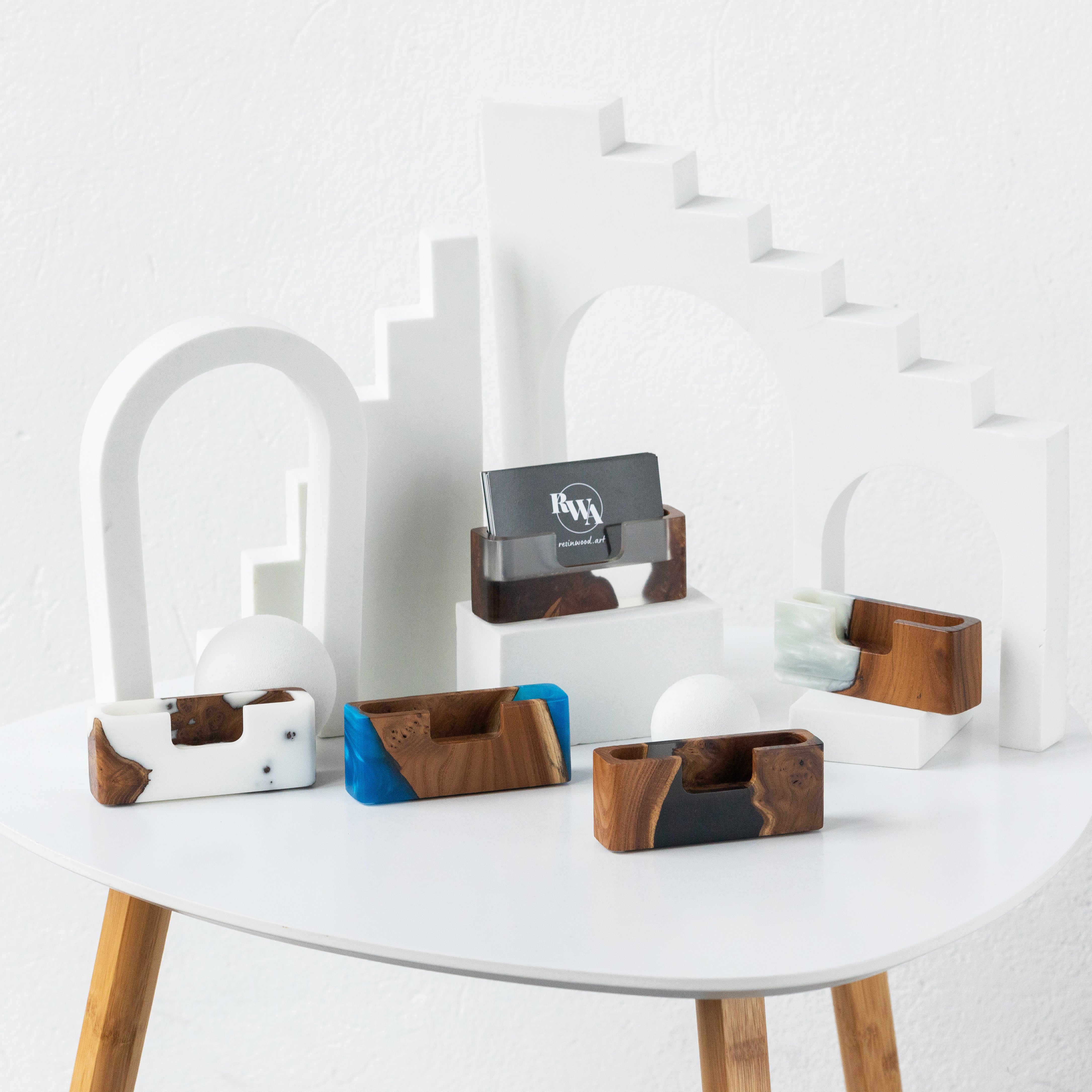 Wood & Resin Card Holder SMART – Elm Blue