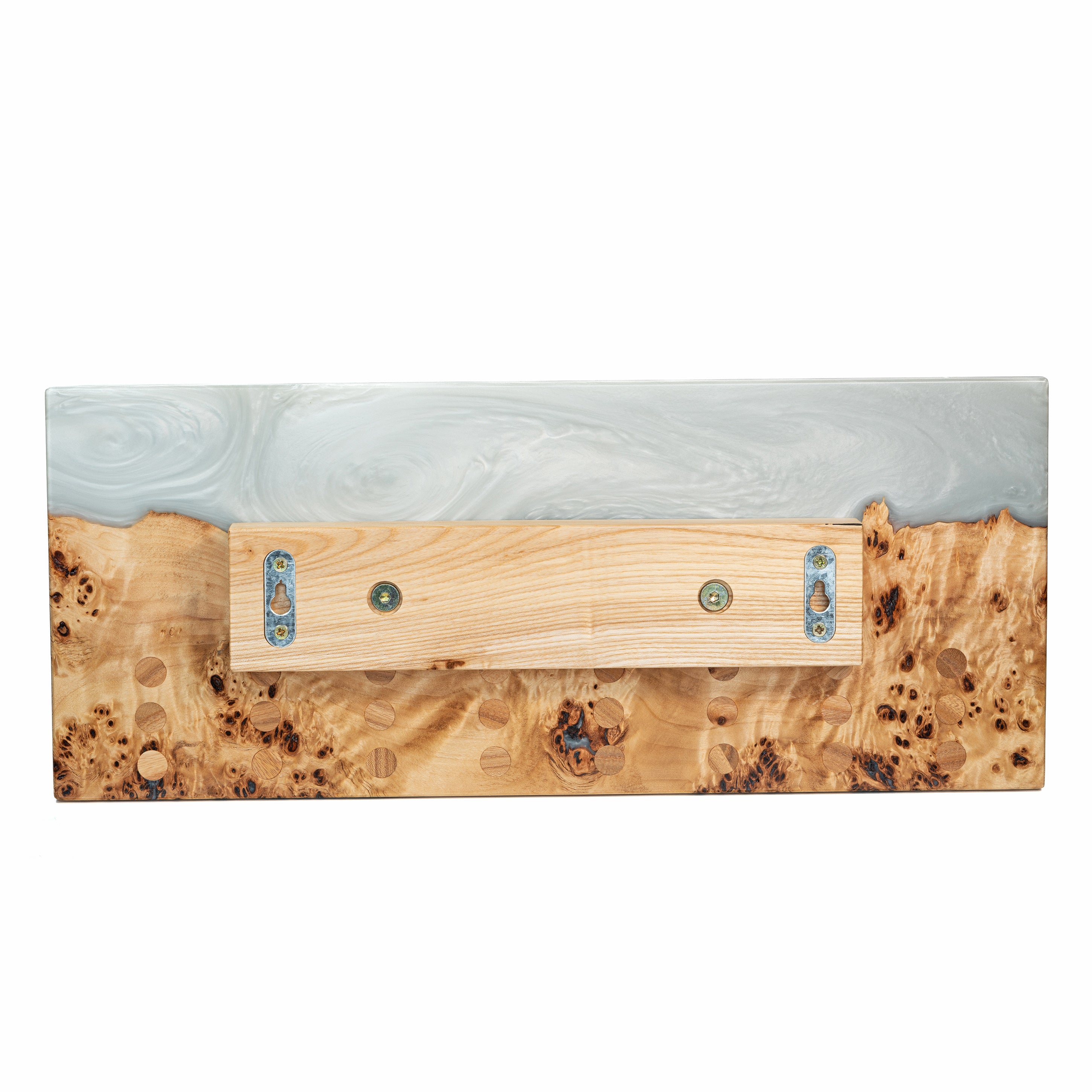 Ocean Art Blue Epoxy & Dark Wood Magnetic Knife Rack – wall-mounted