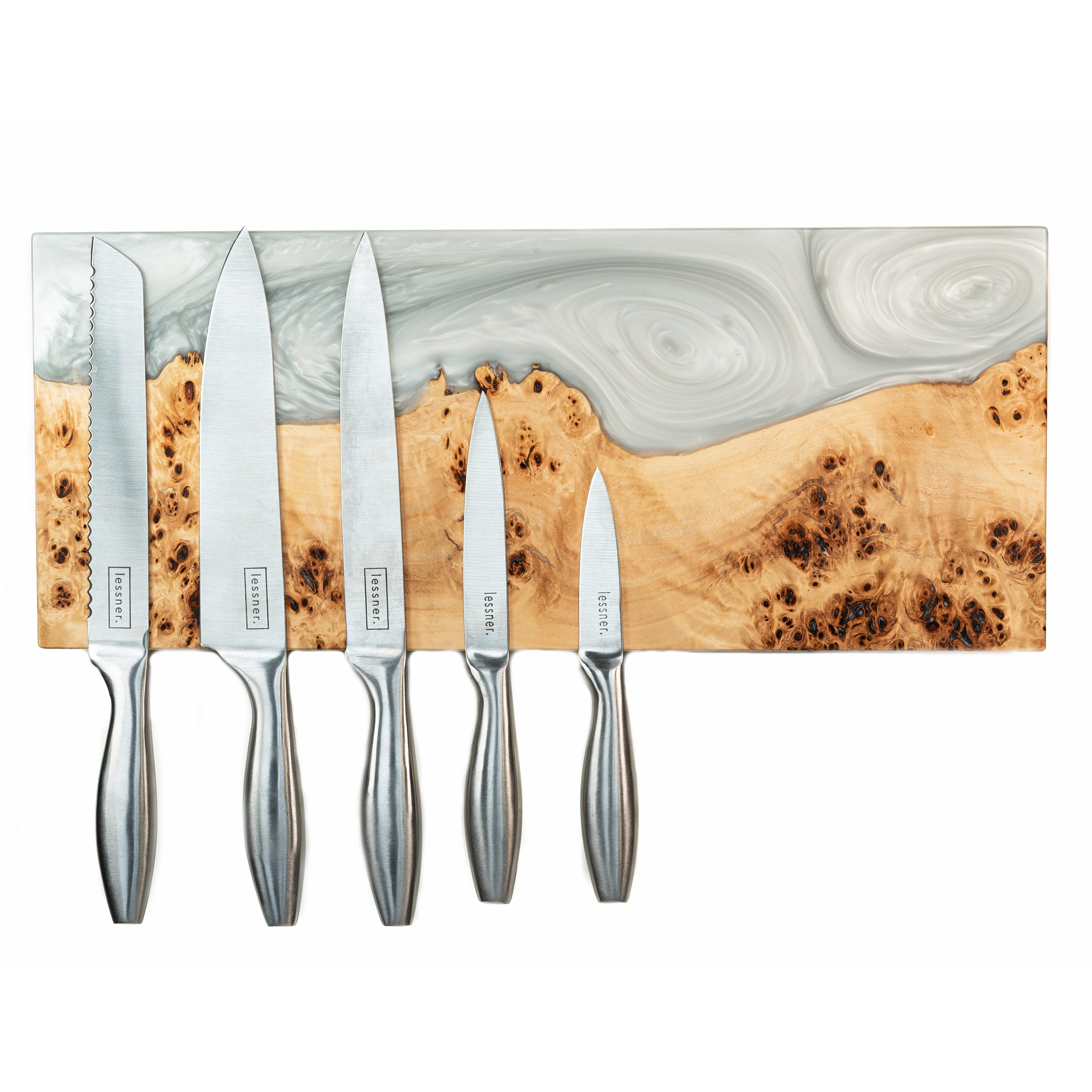 Platinum  Epoxy & Dark Wood Magnetic Knife Rack – wall-mounted