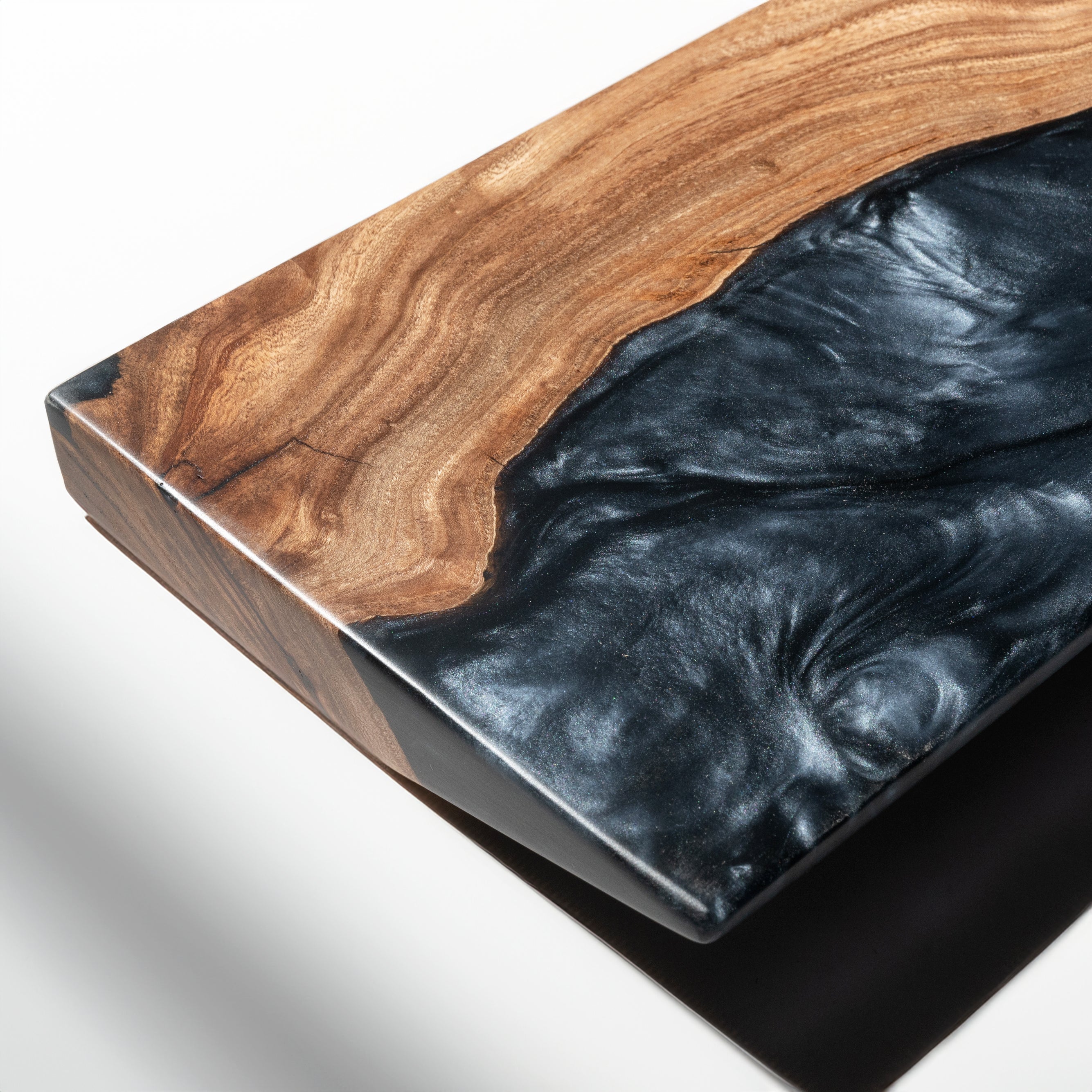 Black Epoxy & Dark Wood Floating Shelf