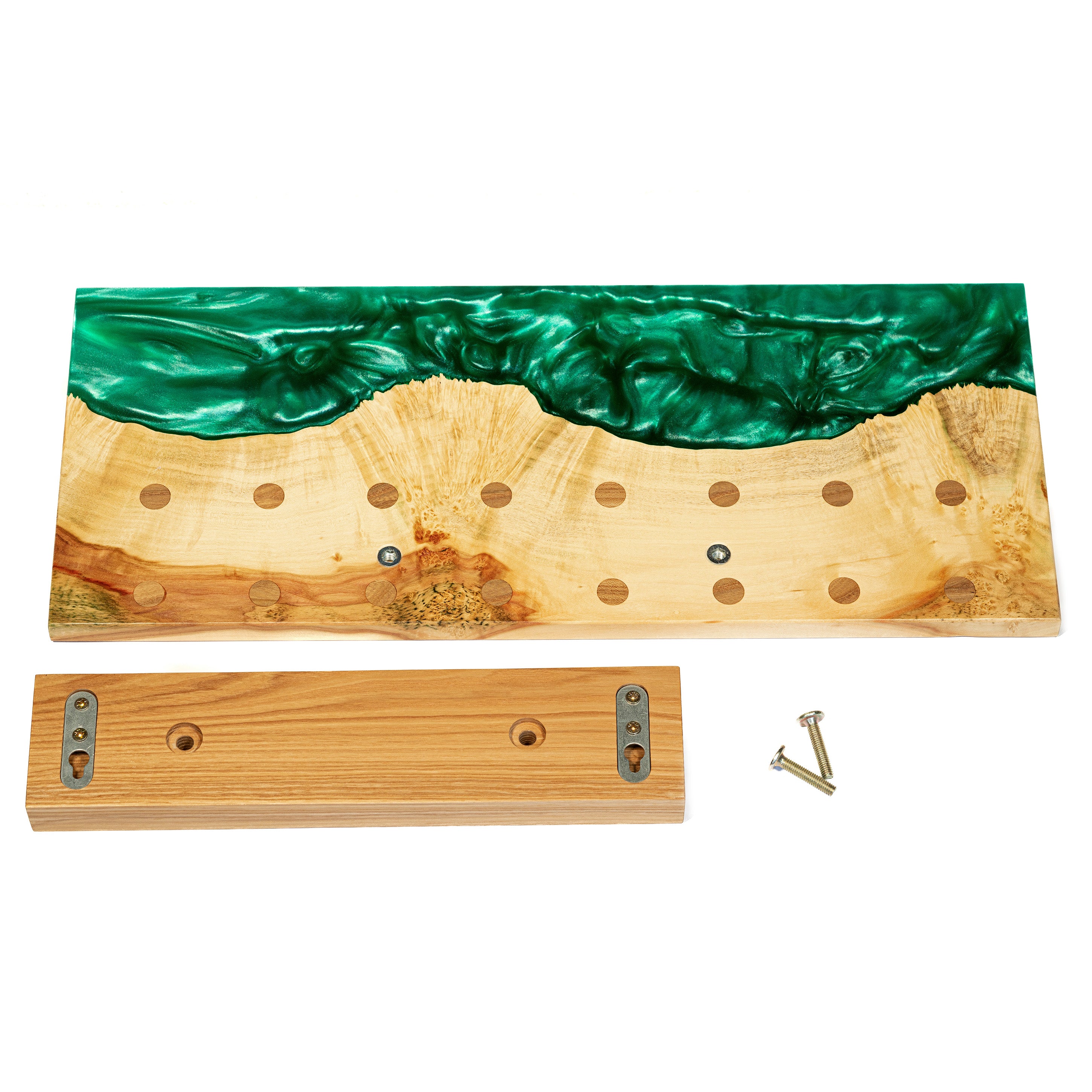 Green Pearl & Light Wood Magnetic Knife Rack – wall-mounted