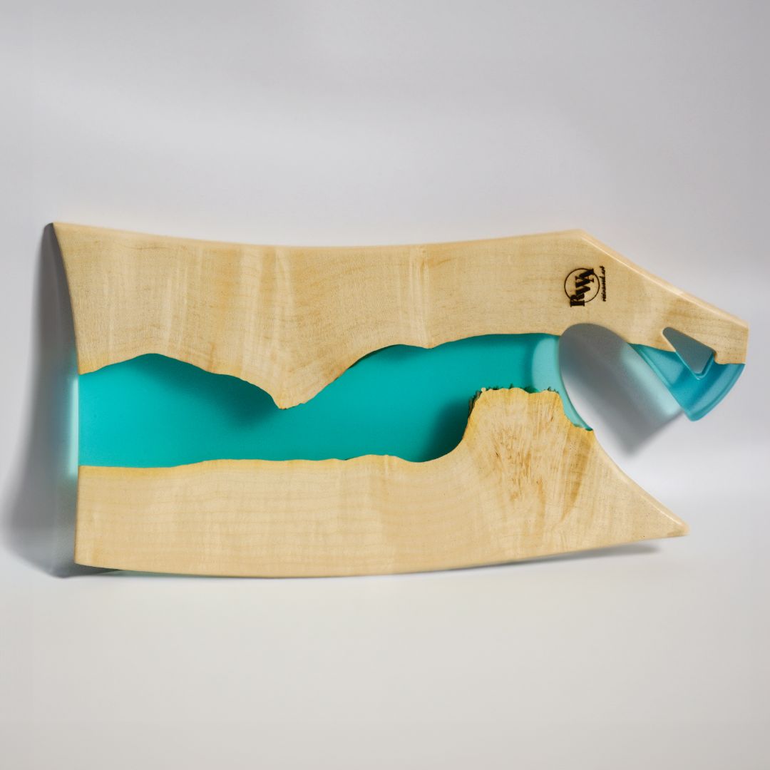 Wood & Resin Charcuterie Board CLEAVER – Maple Aqua Blue
