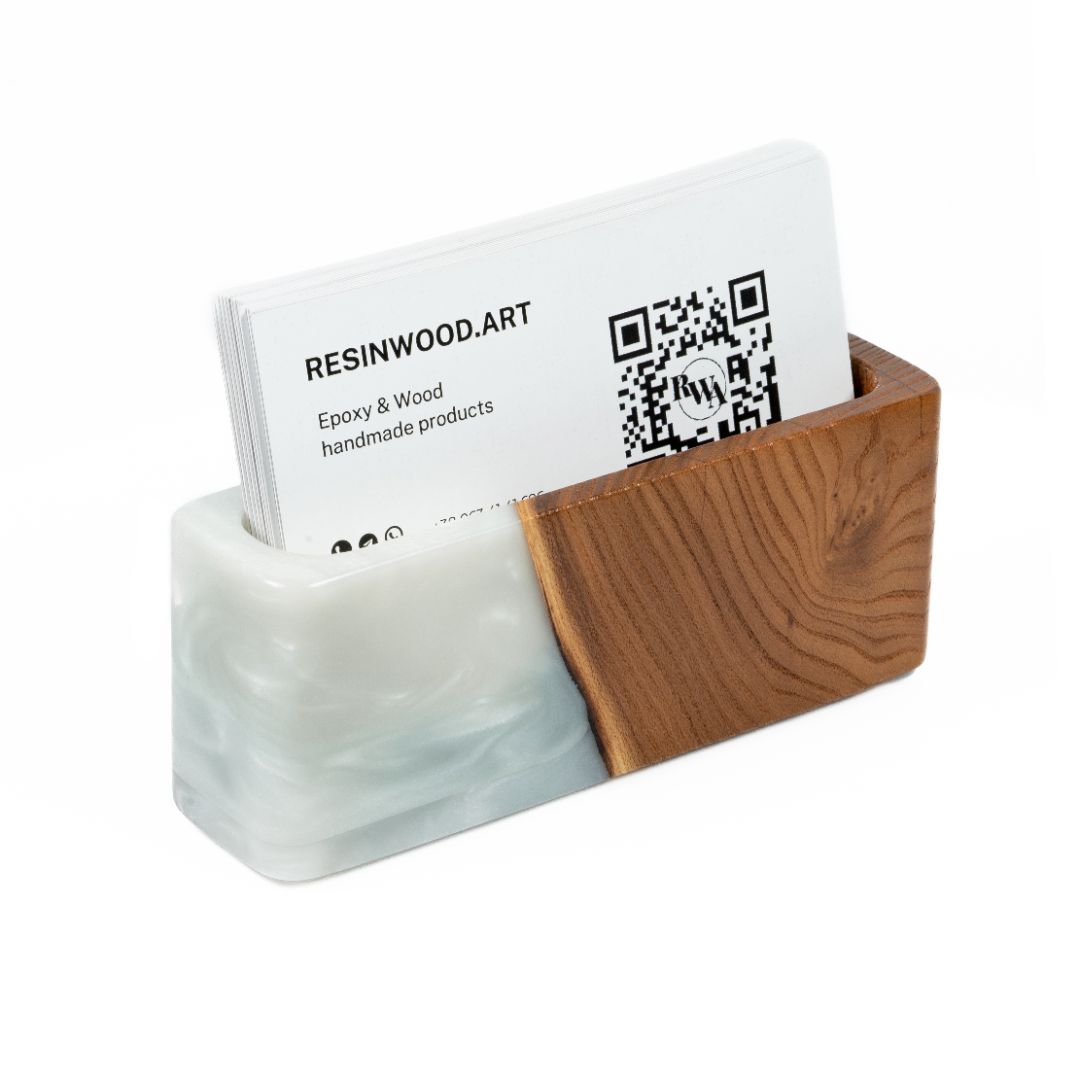 Wood & Resin Card Holder SMART – Elm Platinum