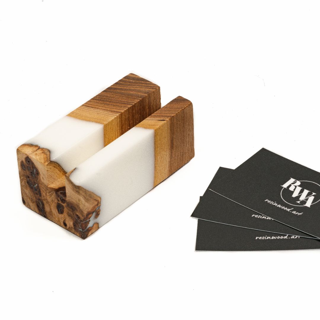 Wood & Resin Card Holder ELEMENT – Elm White