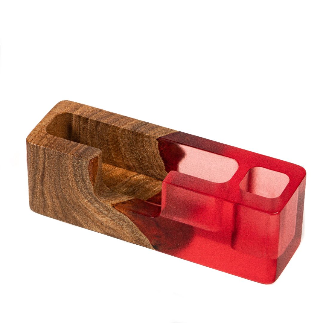 Wood & Resin Desk Organizer SMART – Elm Ruby