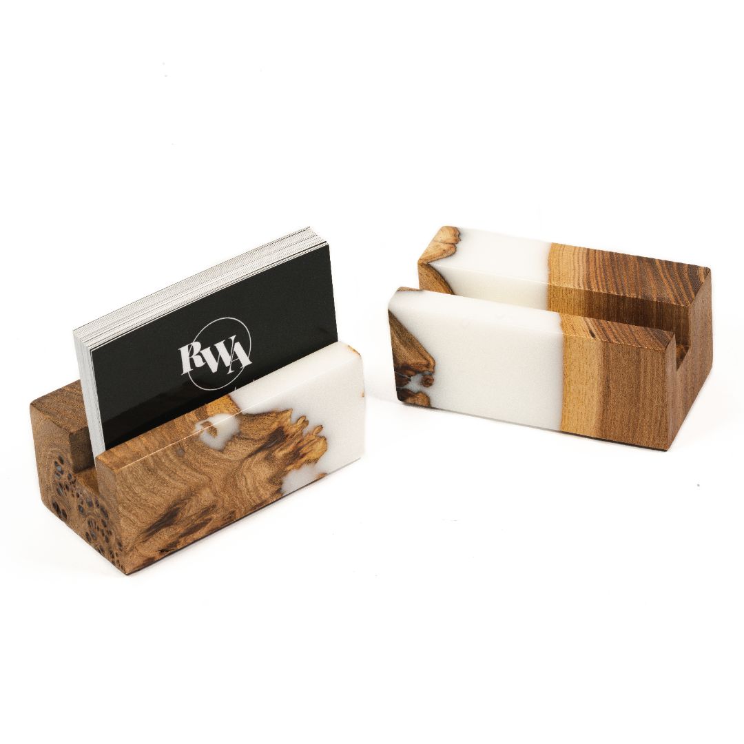 Wood & Resin Card Holder ELEMENT – Elm White