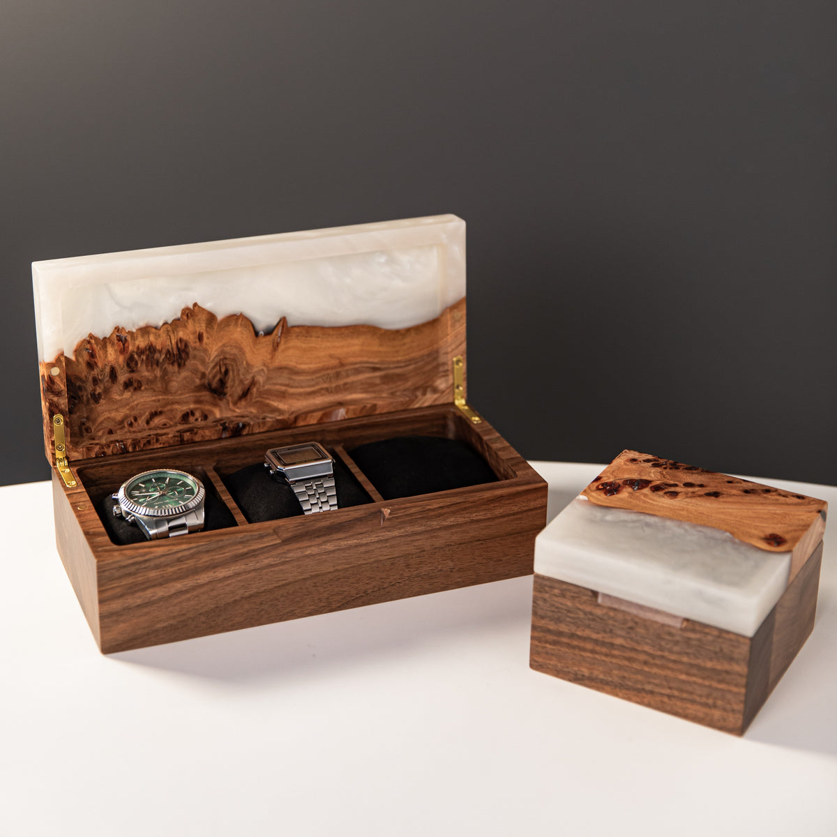 Watch Case made of Platinum Epoxy & Solid Wood - TEMPO