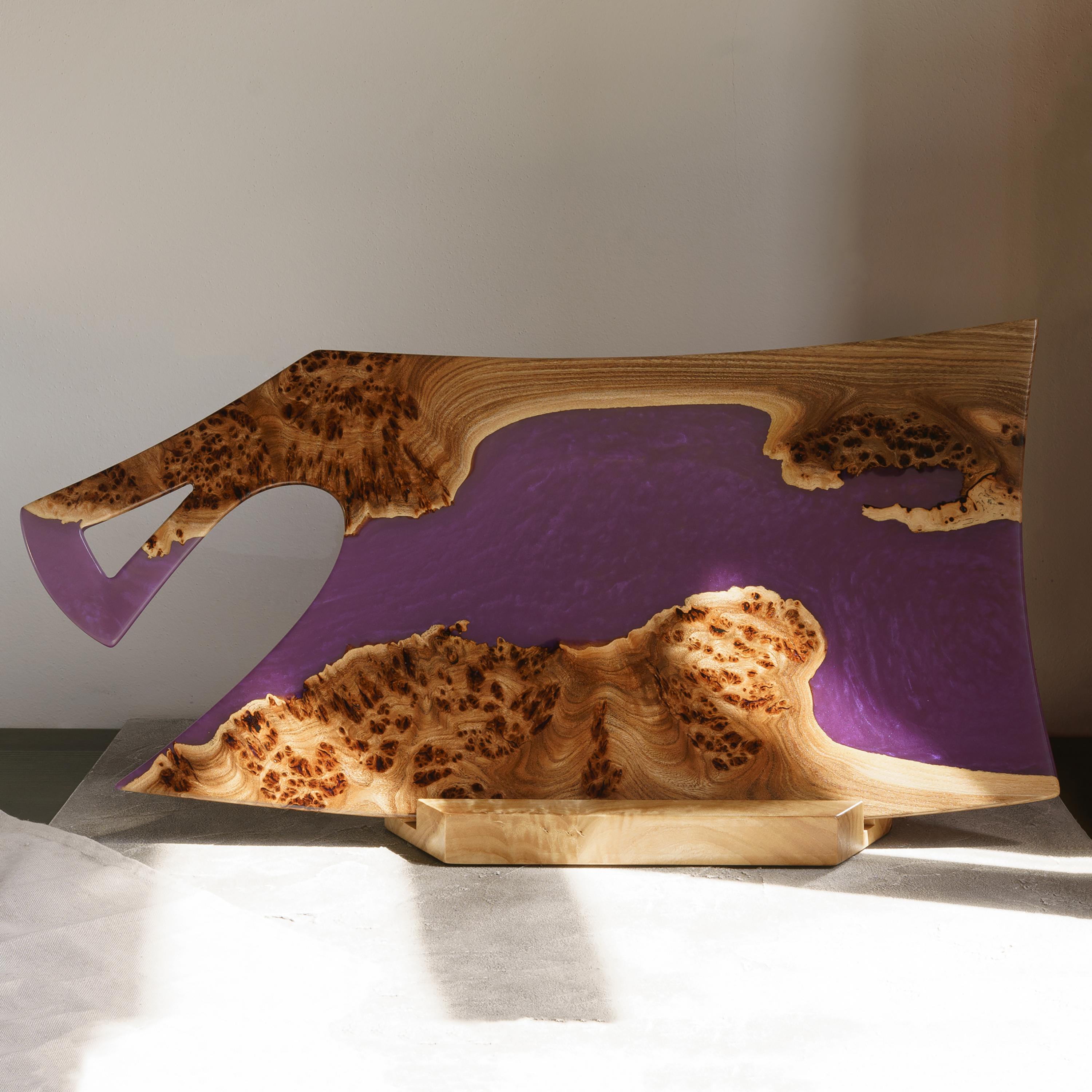 Wood & Resin Charcuterie Board CLEAVER – Elm Purple