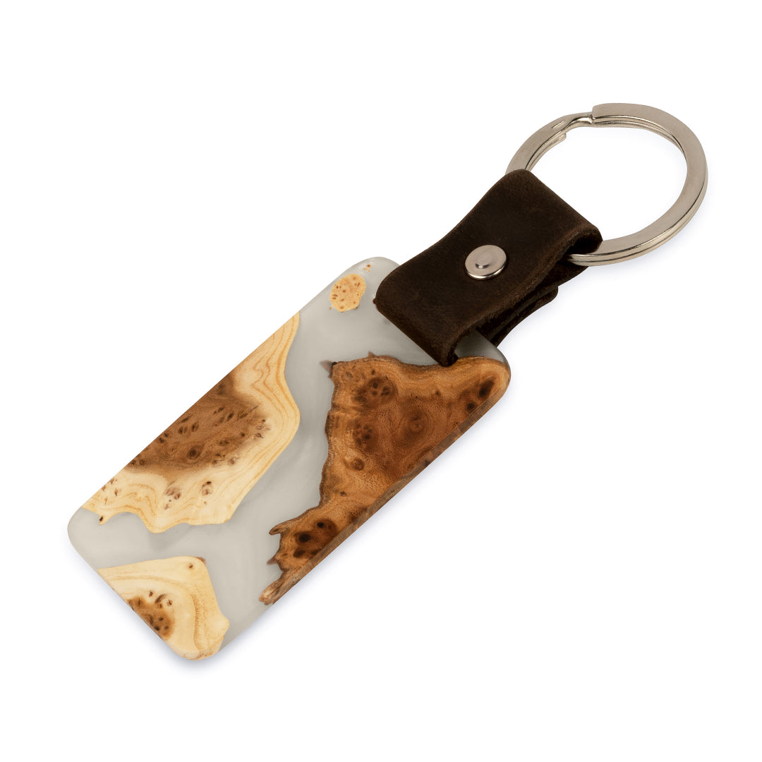 Wood & Resin Keychain – Olive Platinum