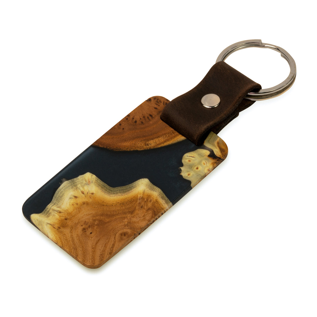 Wood & Resin Keychain – Olive Black