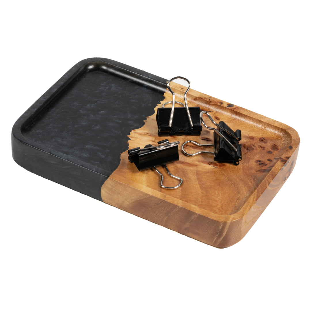 Wood & Resin Tray ELEMENT – Elm Black