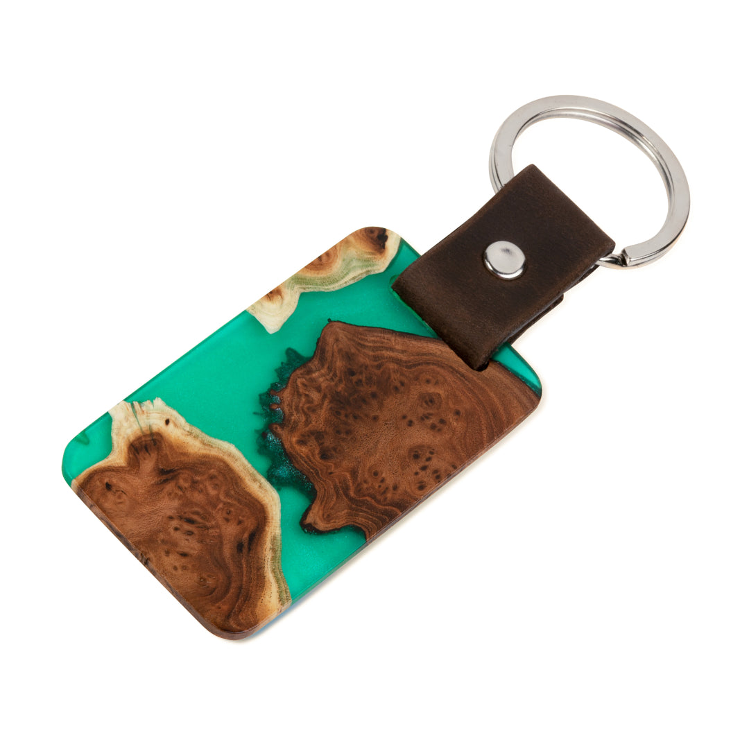 Wood & Resin Keychain – Olive Green