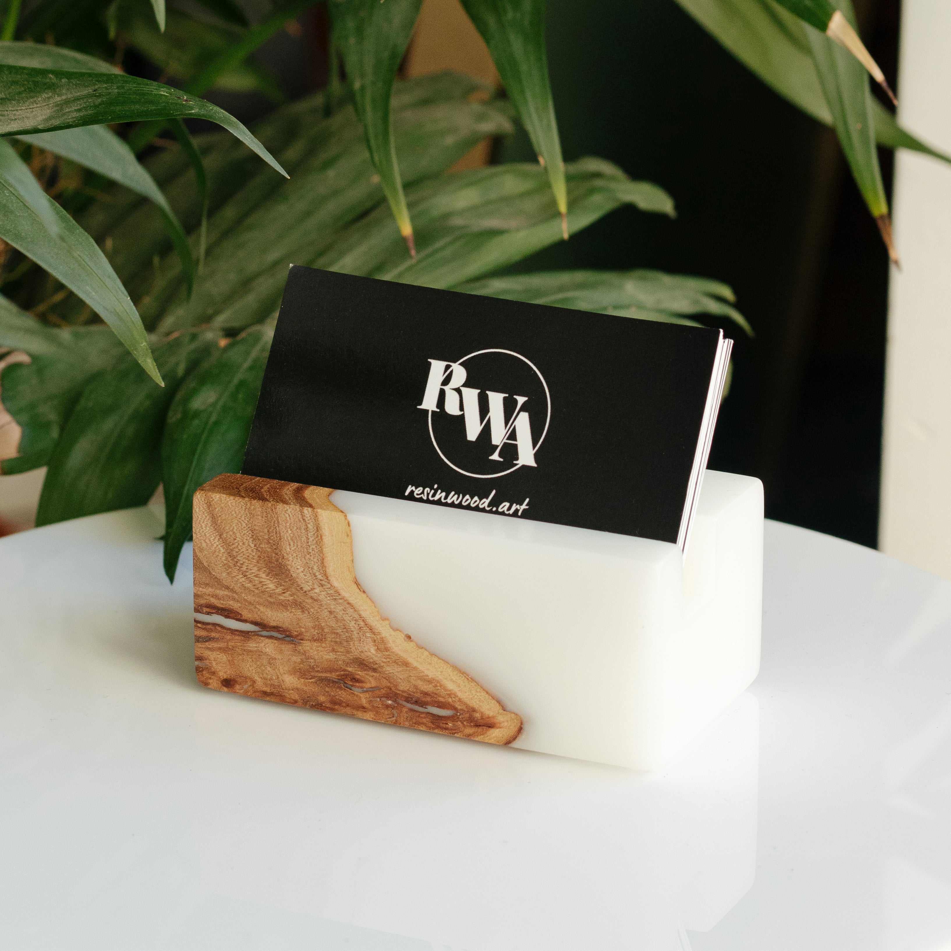 Wood & Resin Card Holder ELEMENT – Elm White