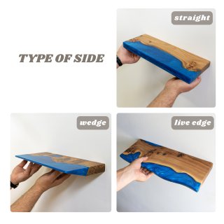 Green Pearl Epoxy & Dark Wood Floating Shelf